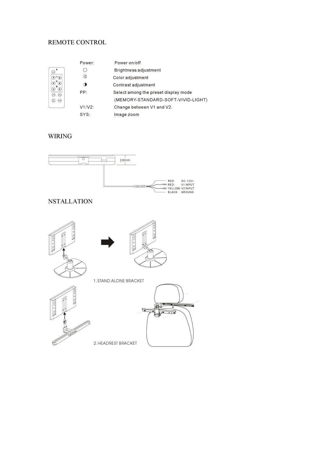 Radio Shack PLVHR70 instruction manual Remote Control, Wiring, Nstallation 