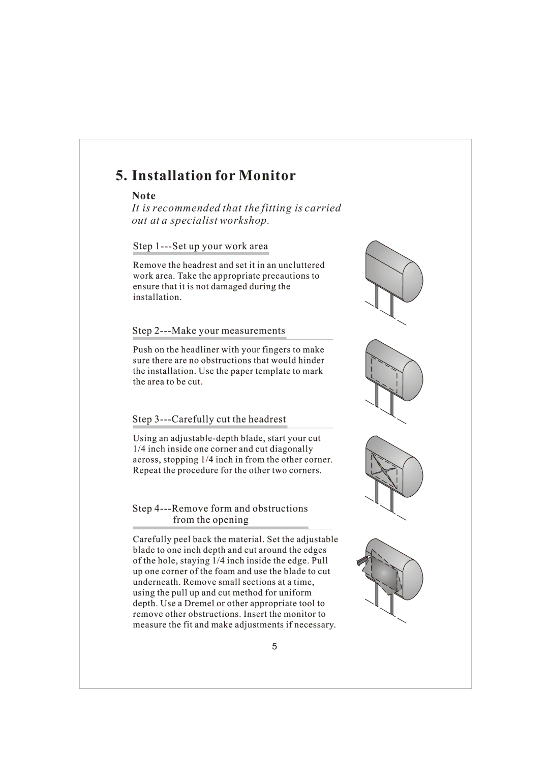 Radio Shack PLVSHR77 manual Installation for Monitor 