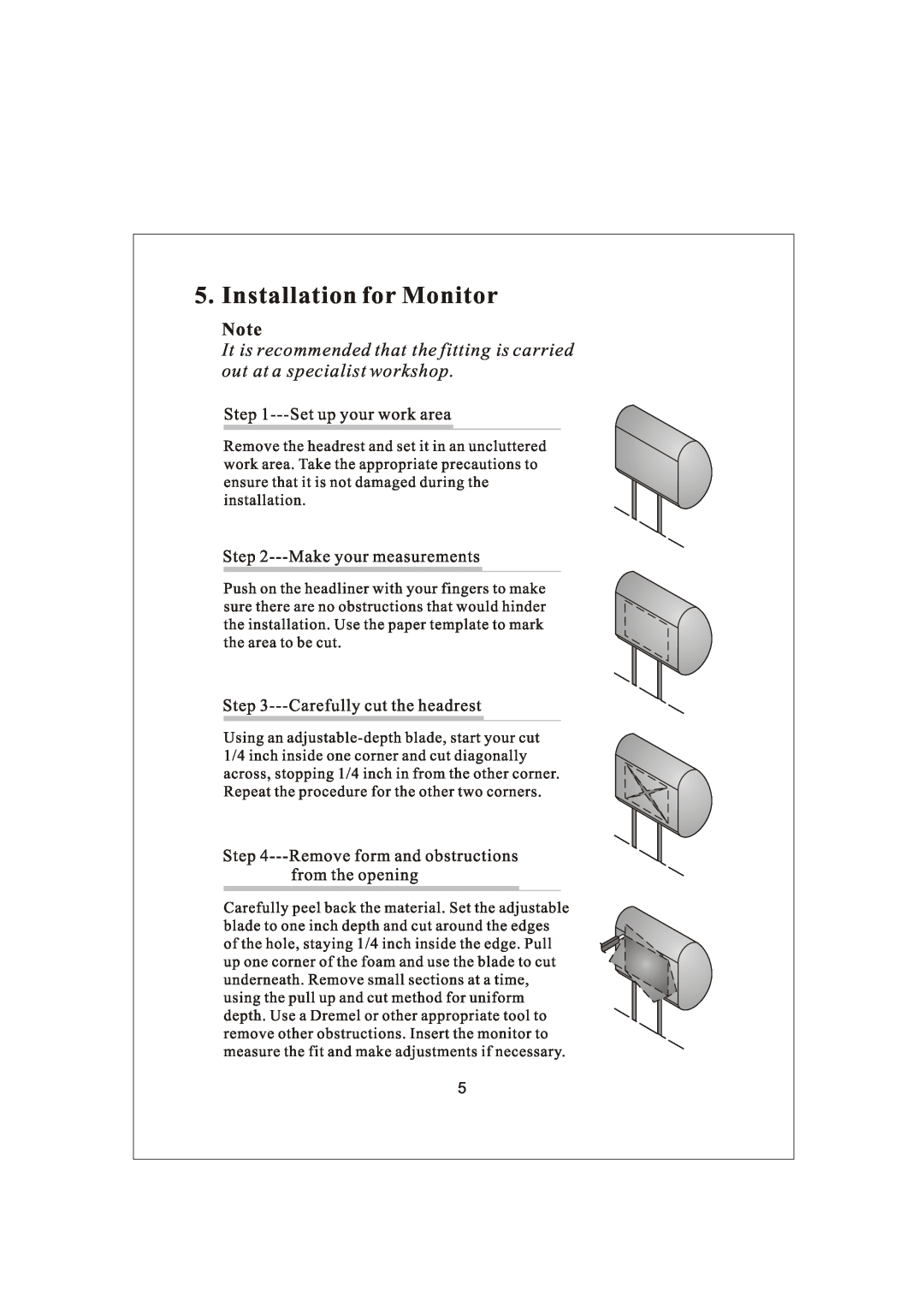 Radio Shack PLVSHR77 manual Installation for Monitor 
