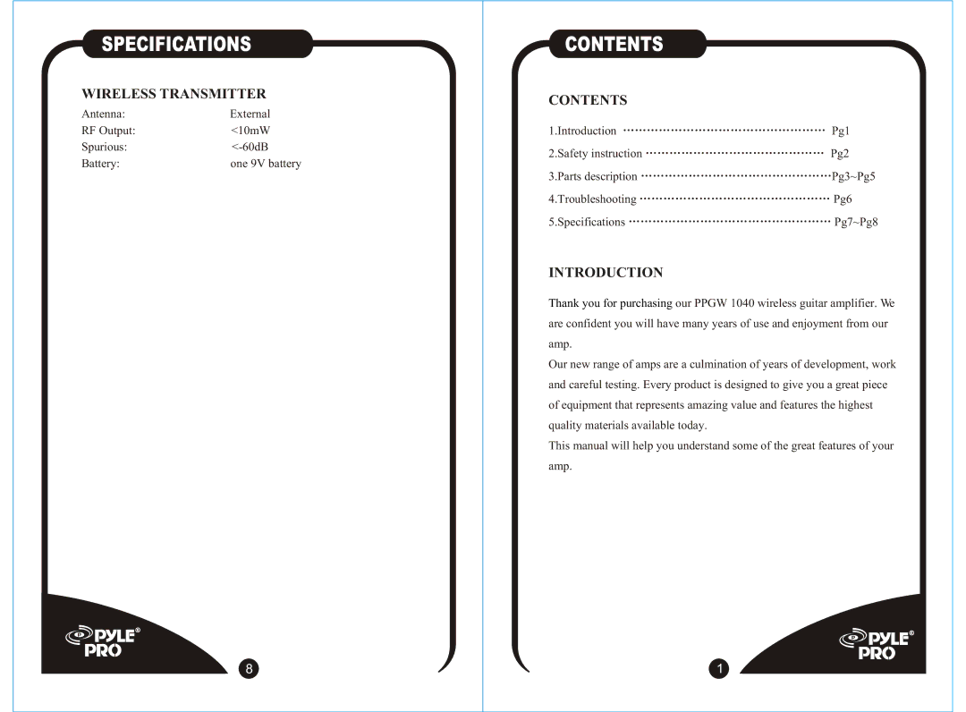 Radio Shack PPGW 1040 manual Specifications, Contents 