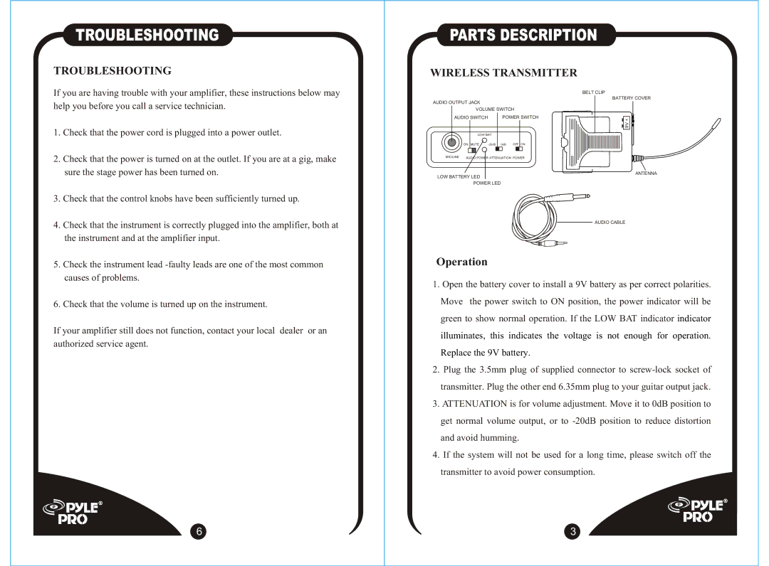 Radio Shack PPGW 1040 manual Troubleshooting, Operation 