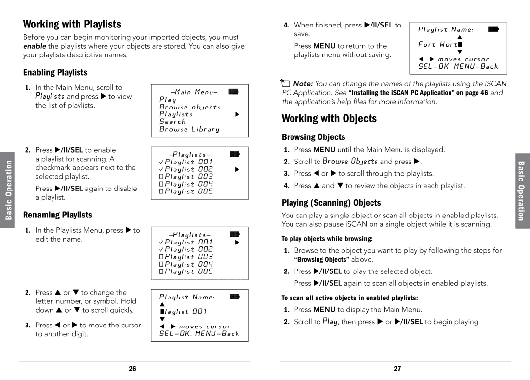 Radio Shack PRO-107, 20-107 manual Working with Playlists, Working with Objects 