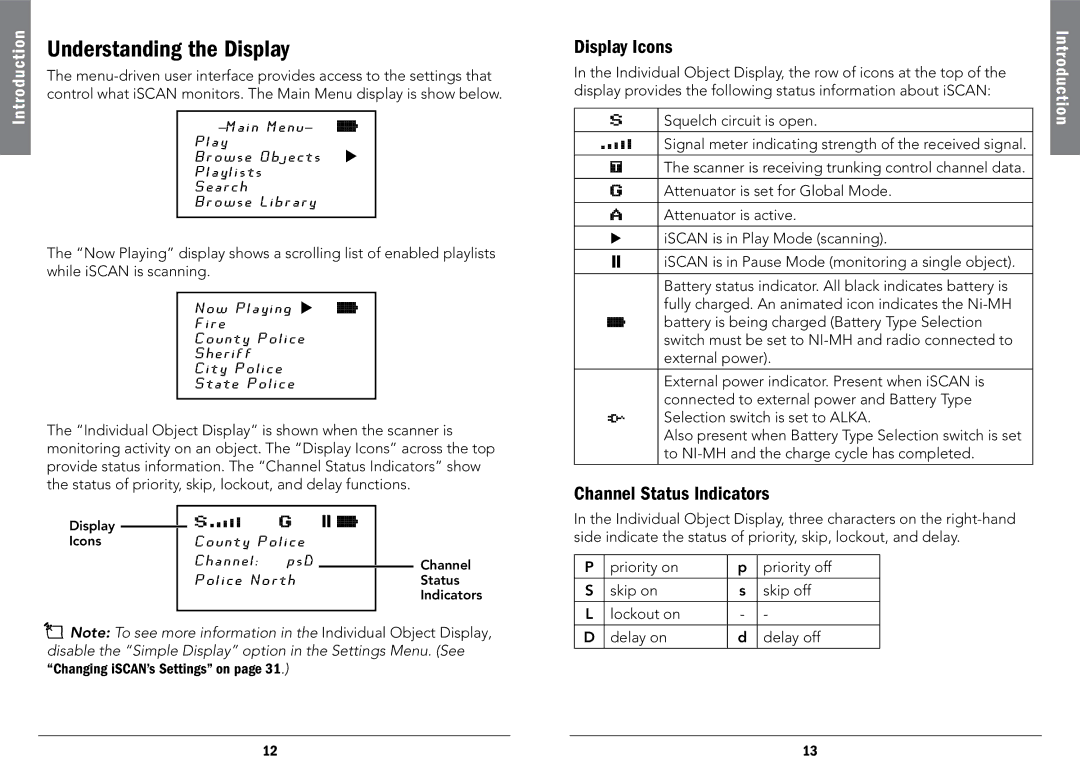 Radio Shack 20-107, PRO-107 manual Understanding the Display, Display Icons, Channel Status Indicators 