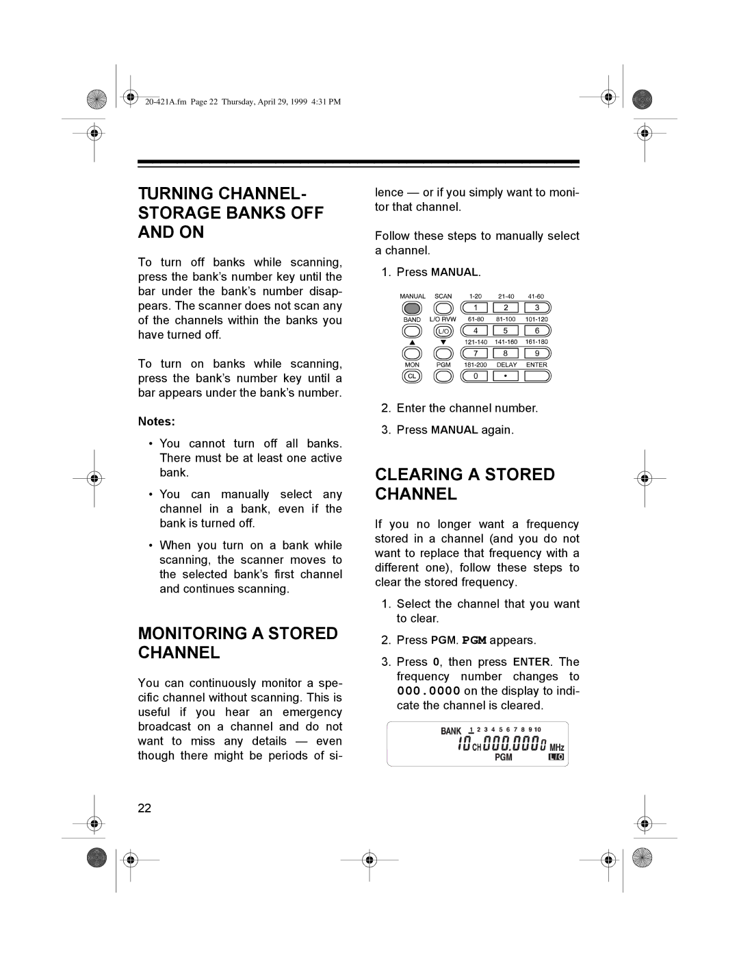 Radio Shack PRO-2015 manual 7851,1*ý&+$11/ð 6725$*ý%$1.6ý2ý $1ý21ý, 021,725,1*ý$ý6725ý &+$11, $5,1*ý$ý6725ý &+$11 