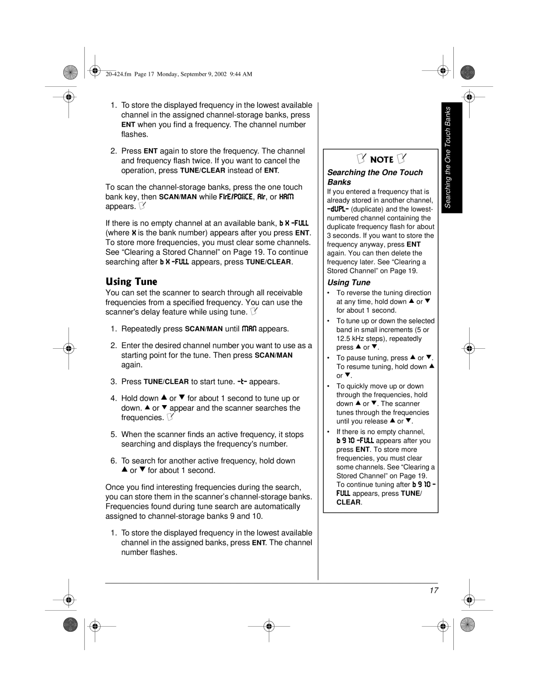 Radio Shack PRO-2018 manual 7UKPI6WPG, Using Tune 