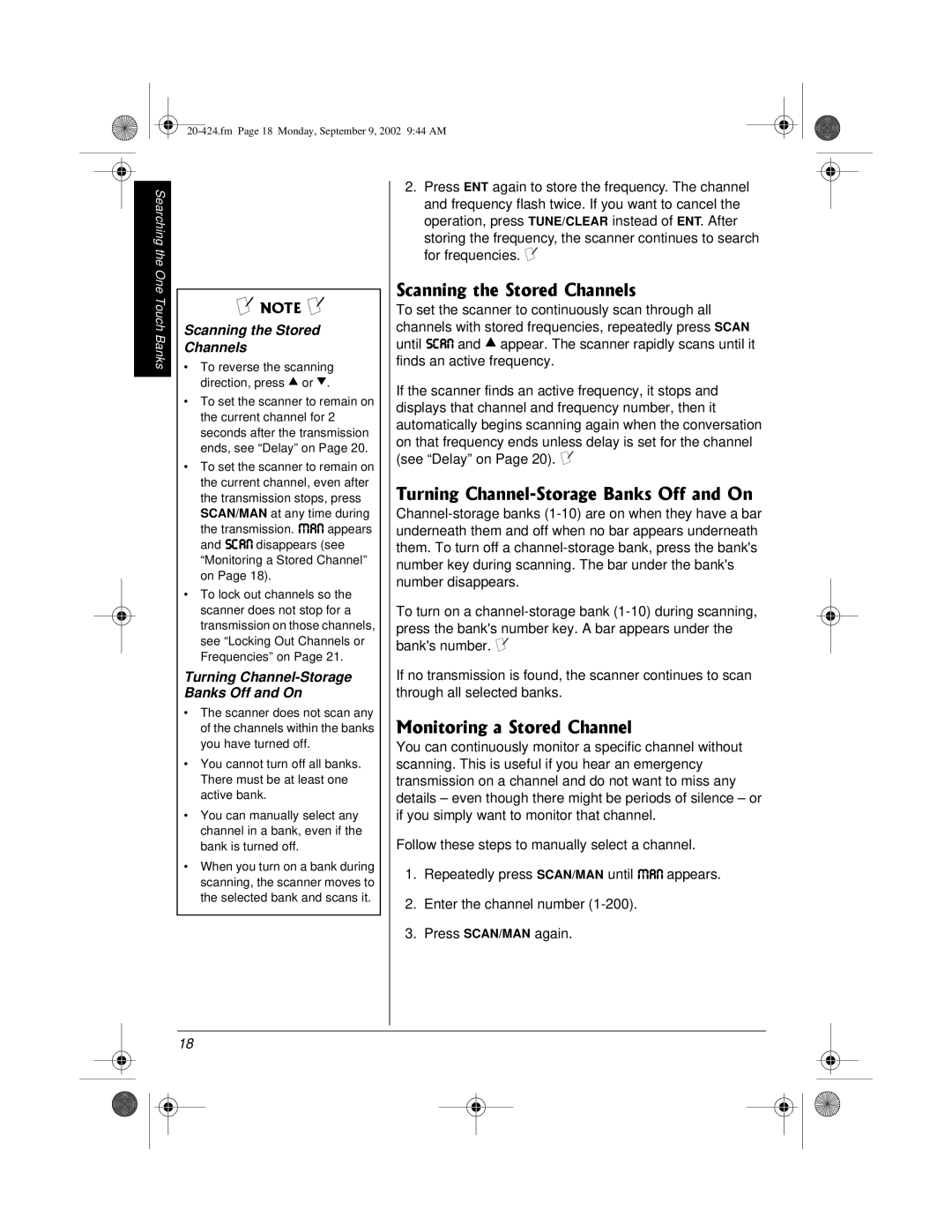 Radio Shack PRO-2018 manual 5ECPPKPIVJG5VQTGF%JCPPGNU, 6WTPKPI%JCPPGN/5VQTCIG$CPMU1HHCPF1P, QPKVQTKPIC5VQTGF%JCPPGN 