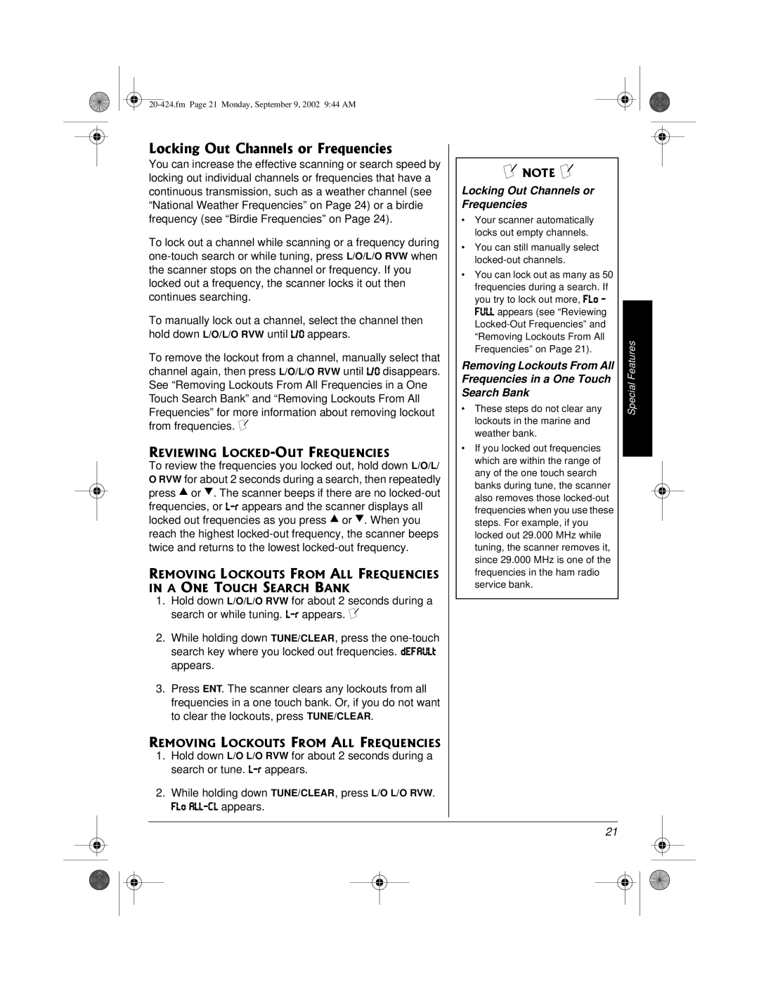 Radio Shack PRO-2018 manual QEMKPI1WV%JCPPGNUQTTGSWGPEKGU, Locking Out Channels or Frequencies 