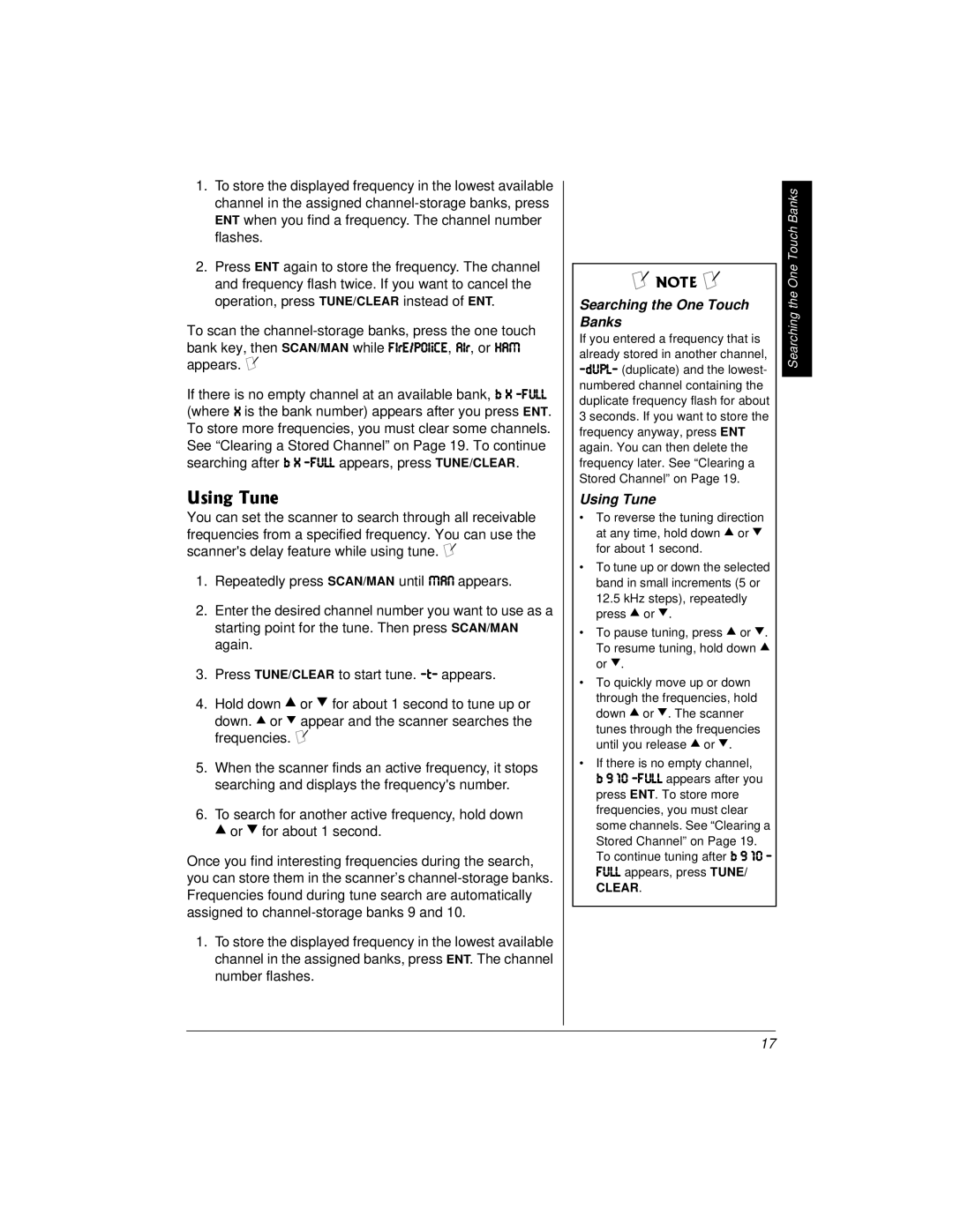 Radio Shack PRO-2018 owner manual 7UKPI6WPG, Using Tune 