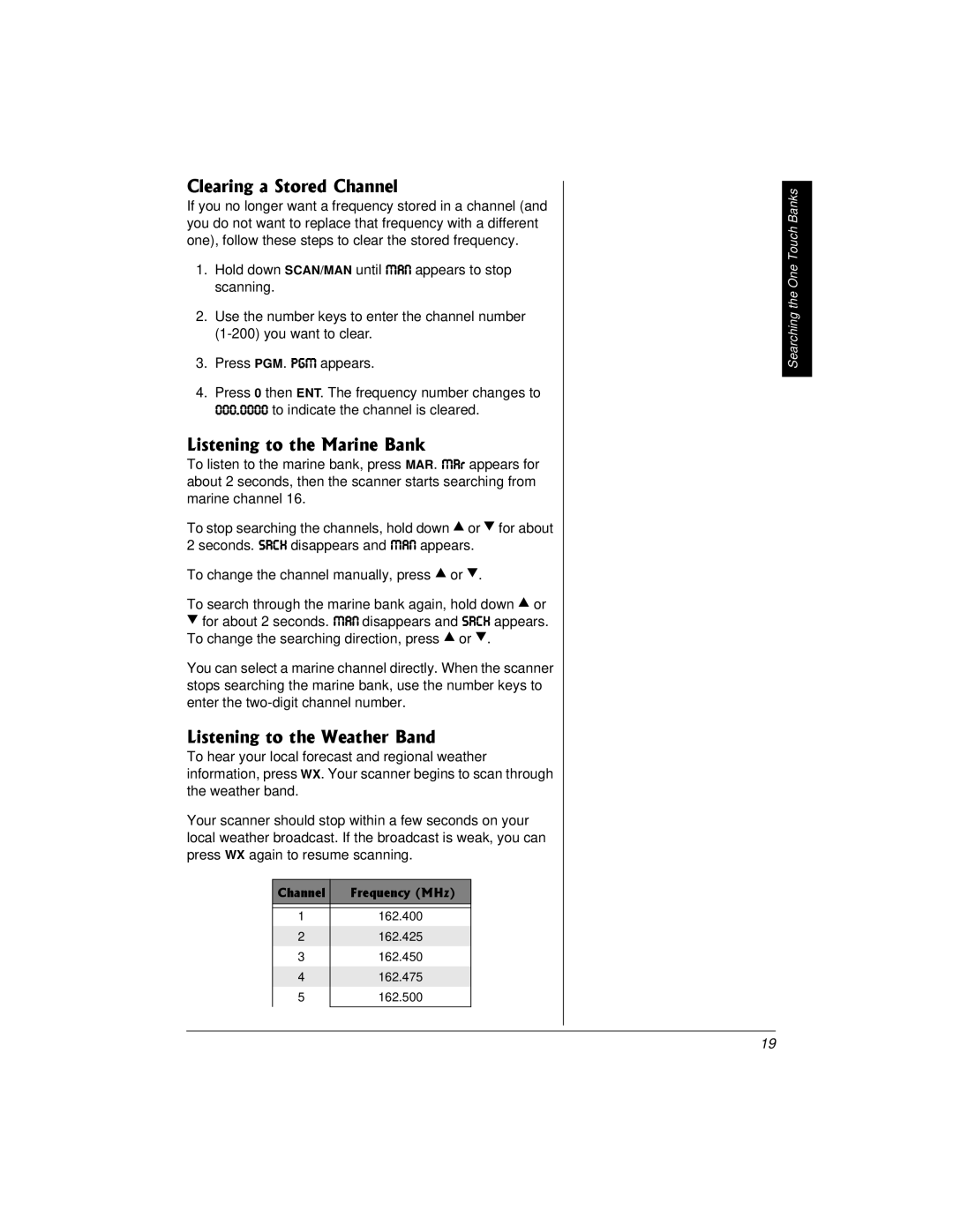 Radio Shack PRO-2018 owner manual NGCTKPIC5VQTGF%JCPPGN, Kuvgpkpivqvjg/Ctkpg$Cpm, KUVGPKPIVQVJG9GCVJGT$CPF 