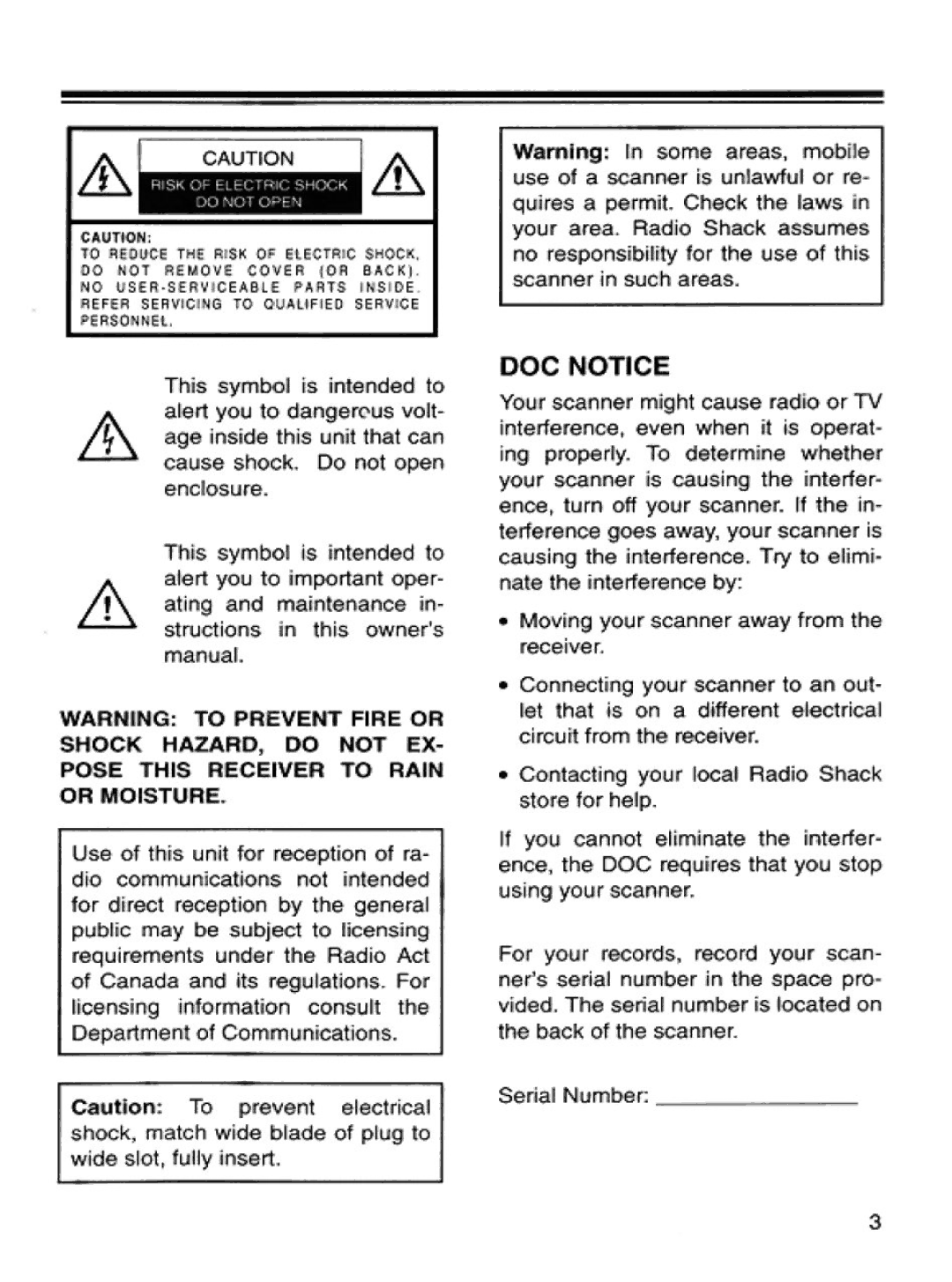 Radio Shack Pro-2032 manual 