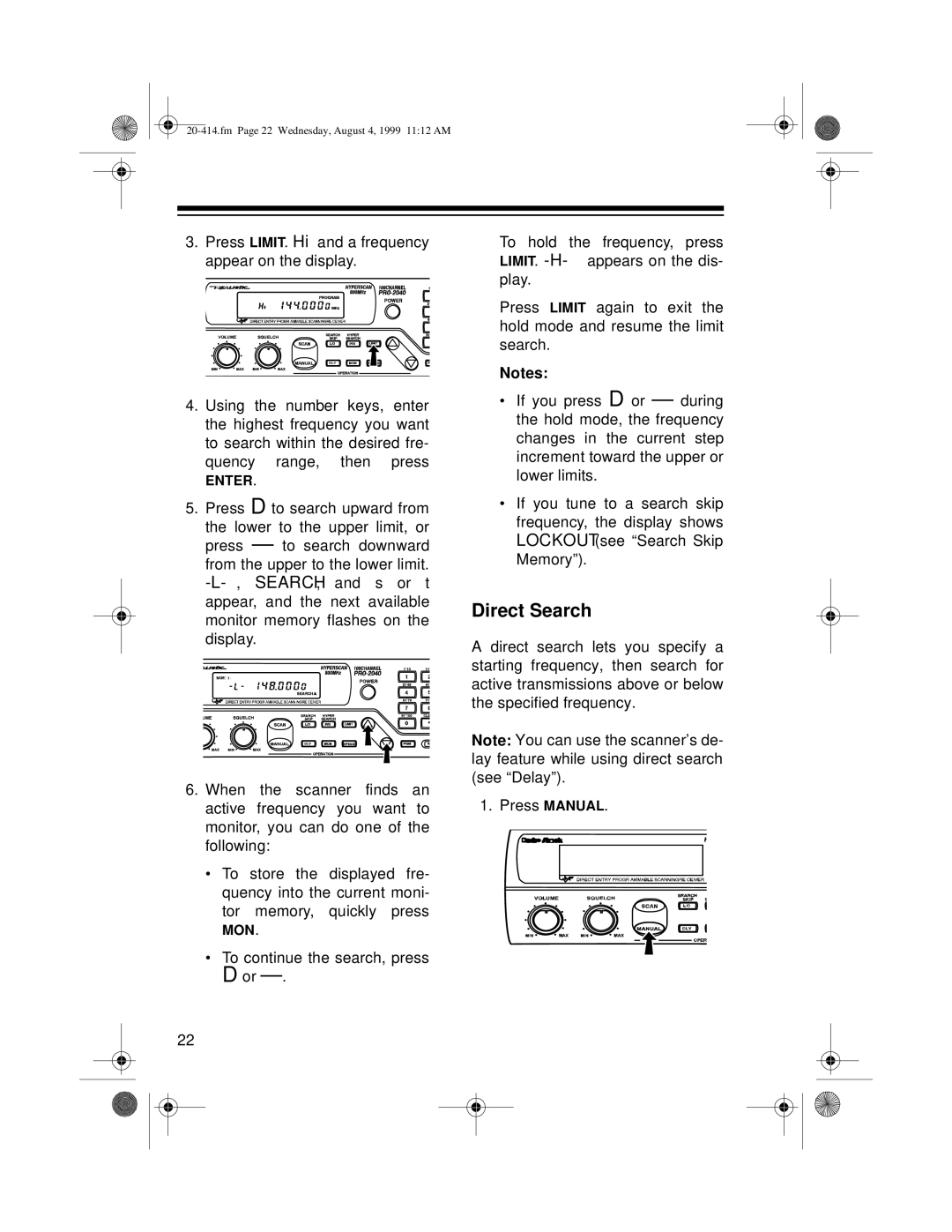 Radio Shack PRO-2040 owner manual Direct Search 