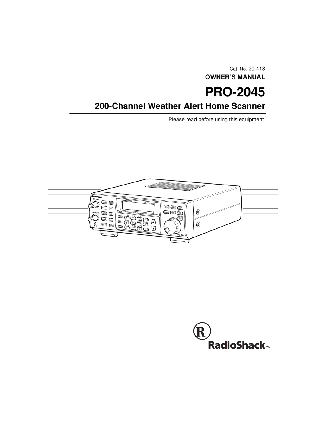 Radio Shack PRO-2045 owner manual 