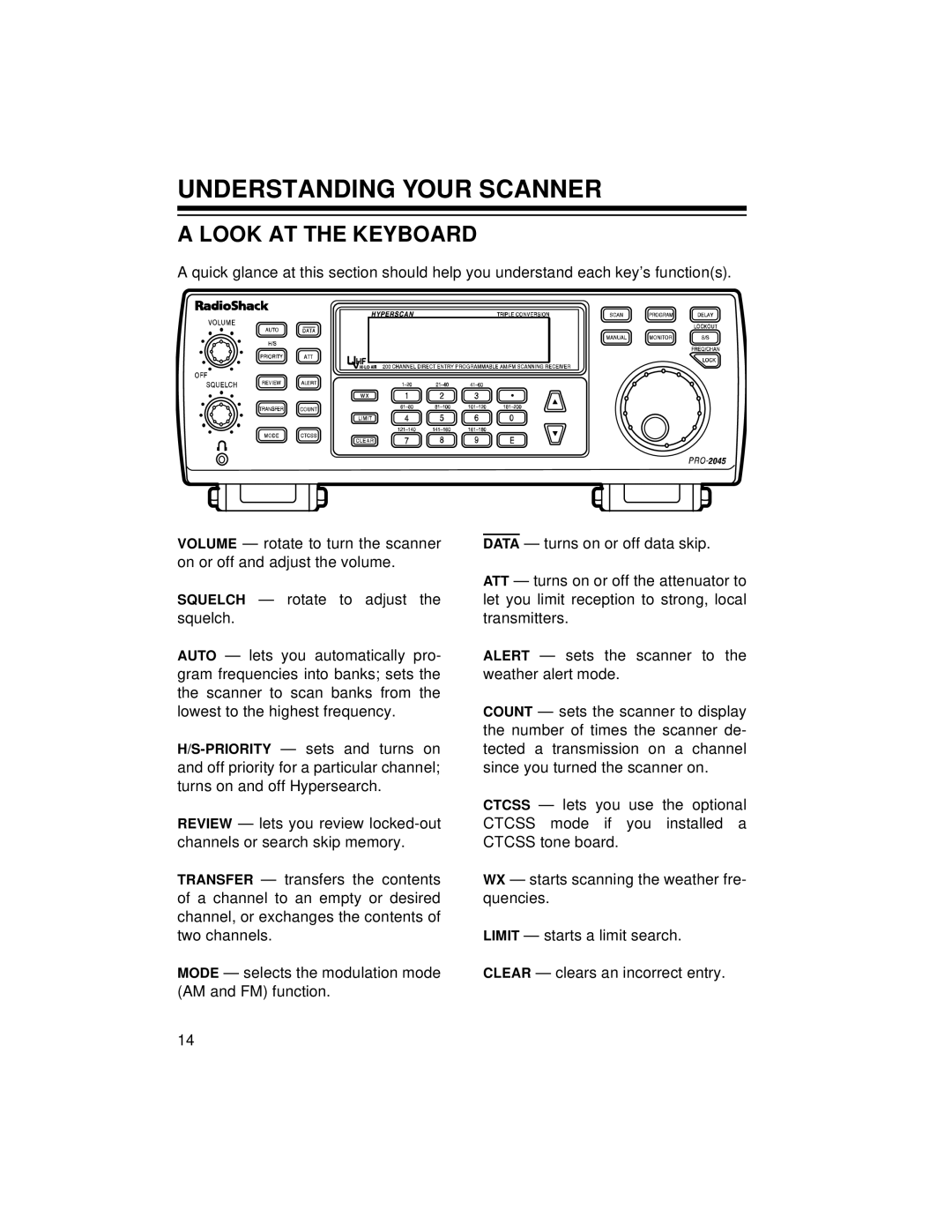 Radio Shack PRO-2045 owner manual Understanding Your Scanner, Look AT the Keyboard 