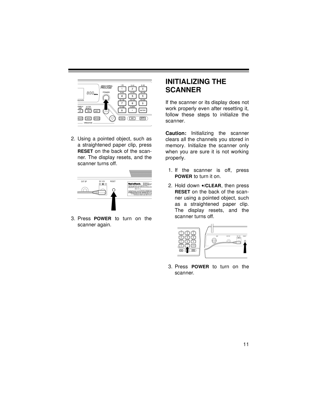 Radio Shack PRO-2048 owner manual Initializing Scanner 