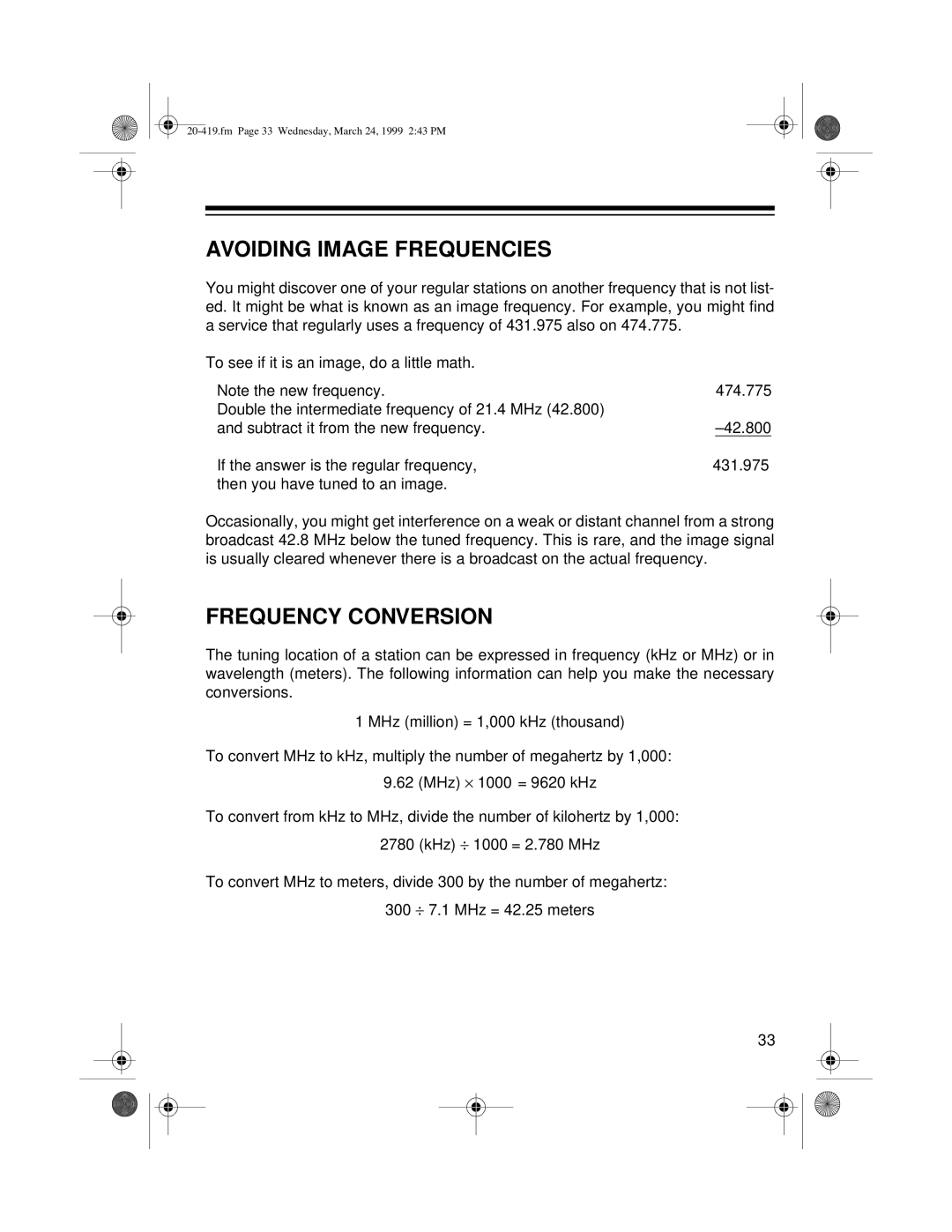 Radio Shack PRO-2049 owner manual Avoiding Image Frequencies, Frequency Conversion 