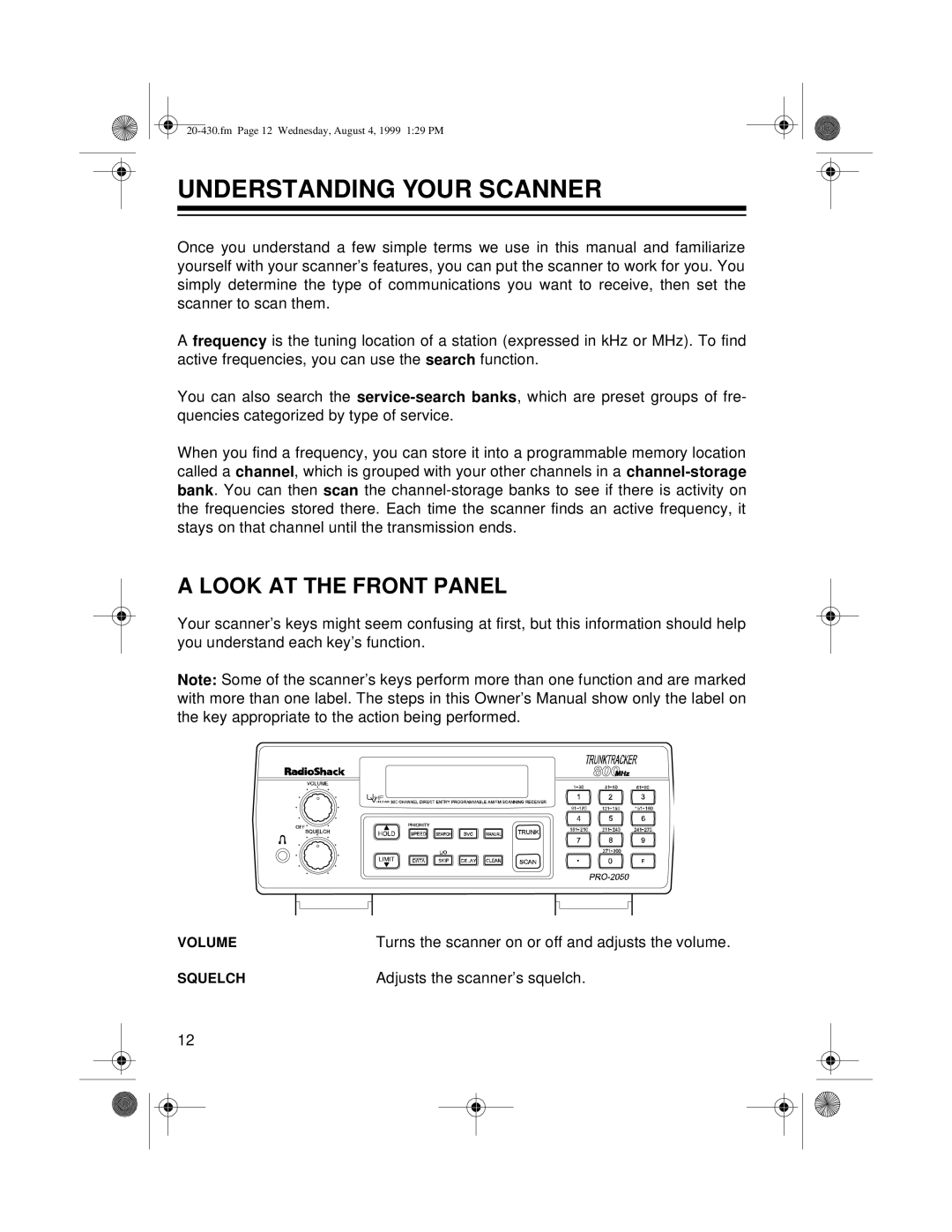 Radio Shack PRO-2050 owner manual Understanding Your Scanner, Look AT the Front Panel 