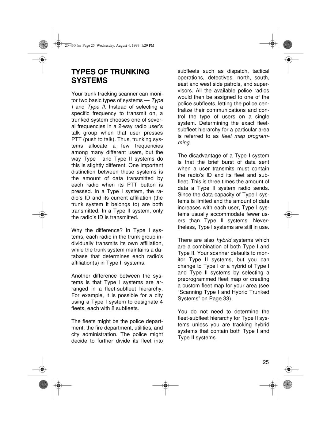 Radio Shack PRO-2050 owner manual Types of Trunking Systems 