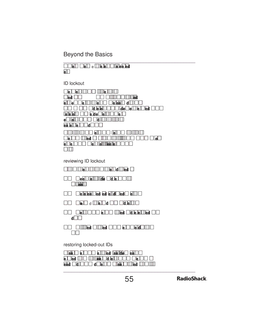 Radio Shack PRO-2051 manual Reviewing ID lockout, Restoring locked-out IDs 