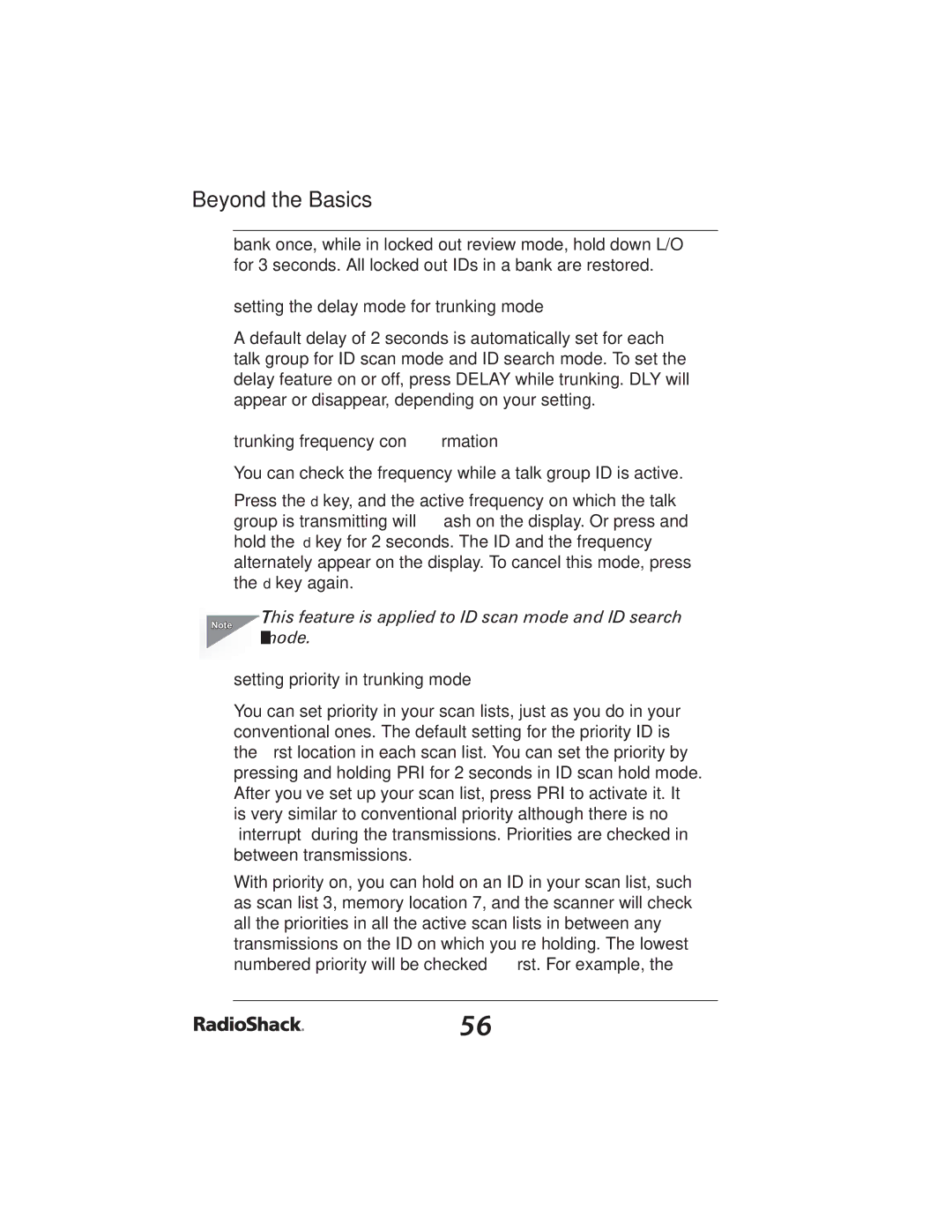 Radio Shack PRO-2051 manual Setting the delay mode for trunking mode, Trunking frequency conﬁrmation 