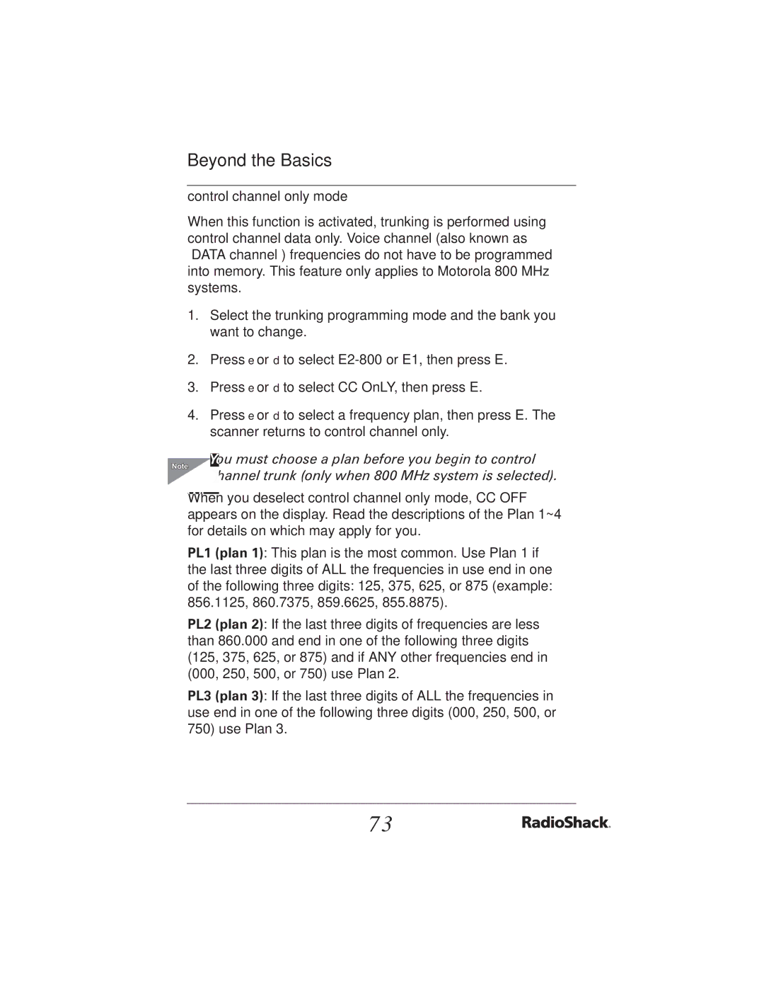 Radio Shack PRO-2051 manual Control channel only mode 