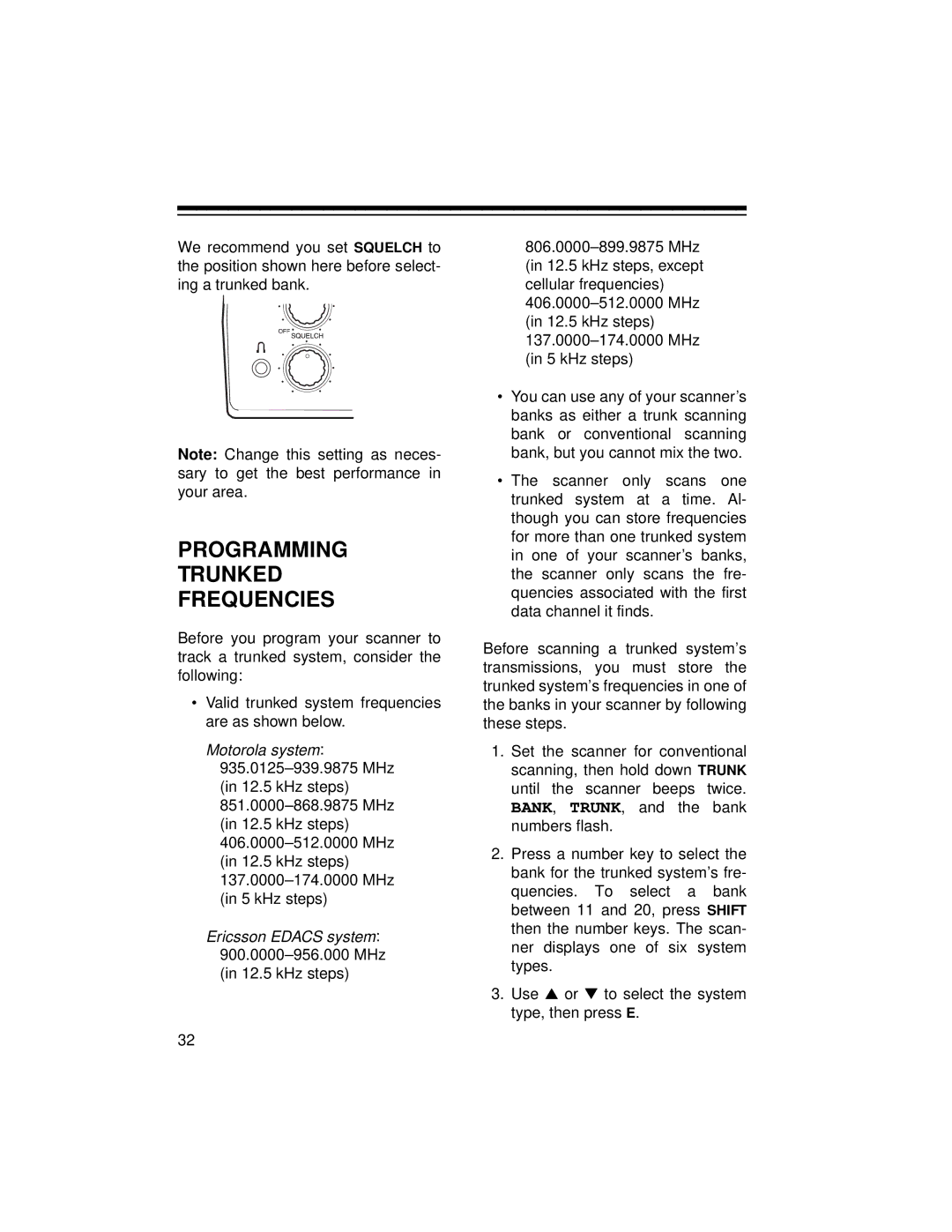 Radio Shack PRO-2052 owner manual Programming Trunked Frequencies 