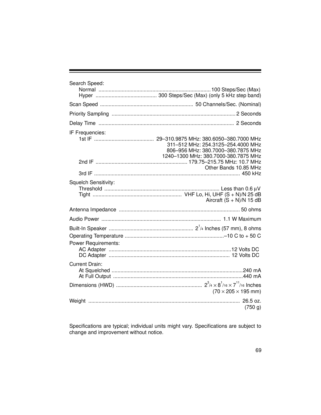 Radio Shack PRO-2052 owner manual Search Speed 