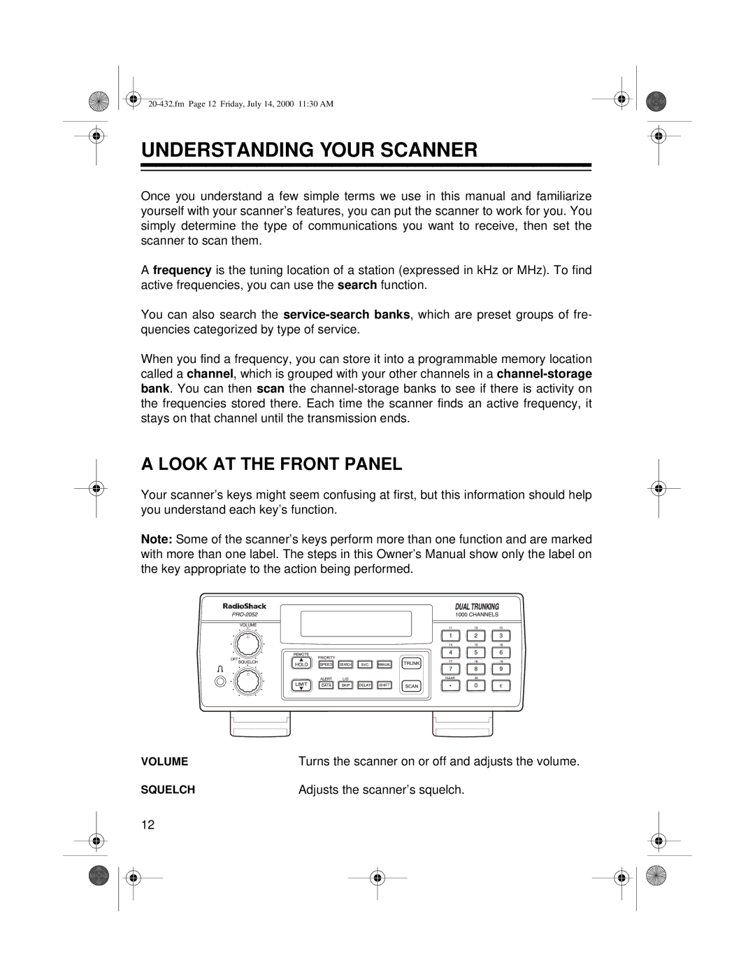 Radio Shack PRO-2052 owner manual Understanding Your Scanner, Look AT the Front Panel 