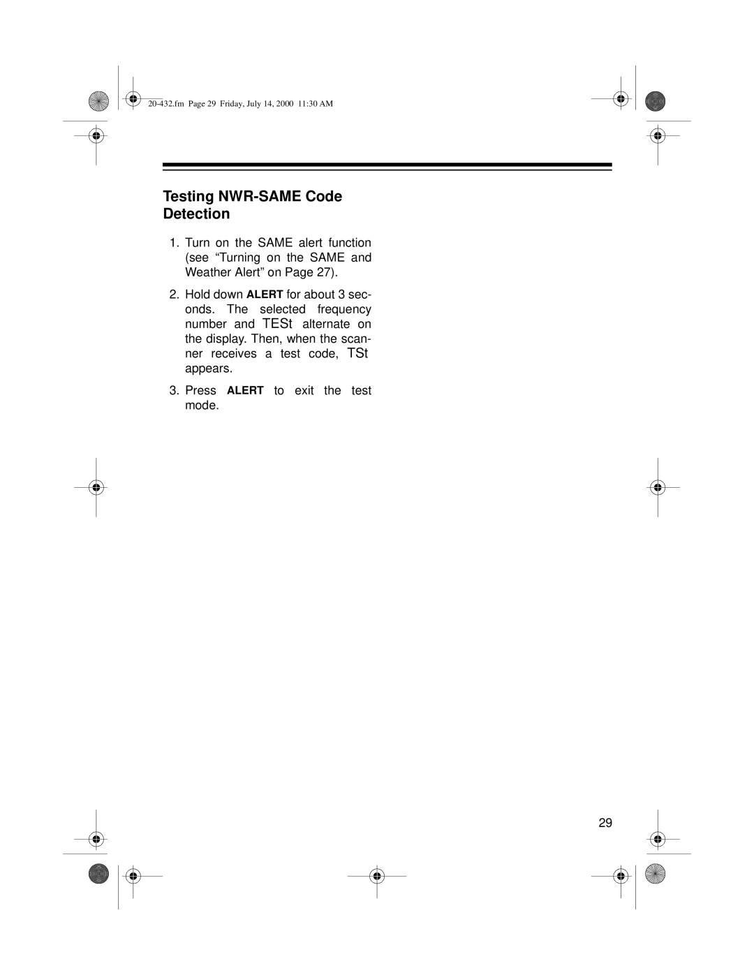 Radio Shack PRO-2052 owner manual Testing NWR-SAME Code Detection 