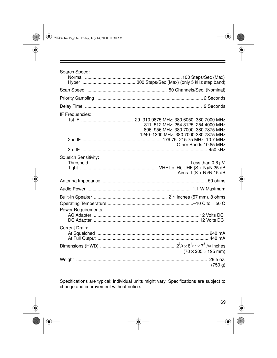 Radio Shack PRO-2052 owner manual Search Speed 