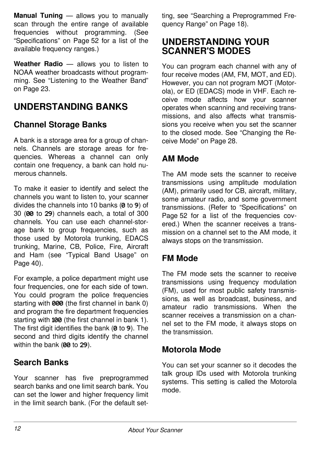 Radio Shack PRO-2053 owner manual Understanding Banks, Understanding Your Scanners Modes 