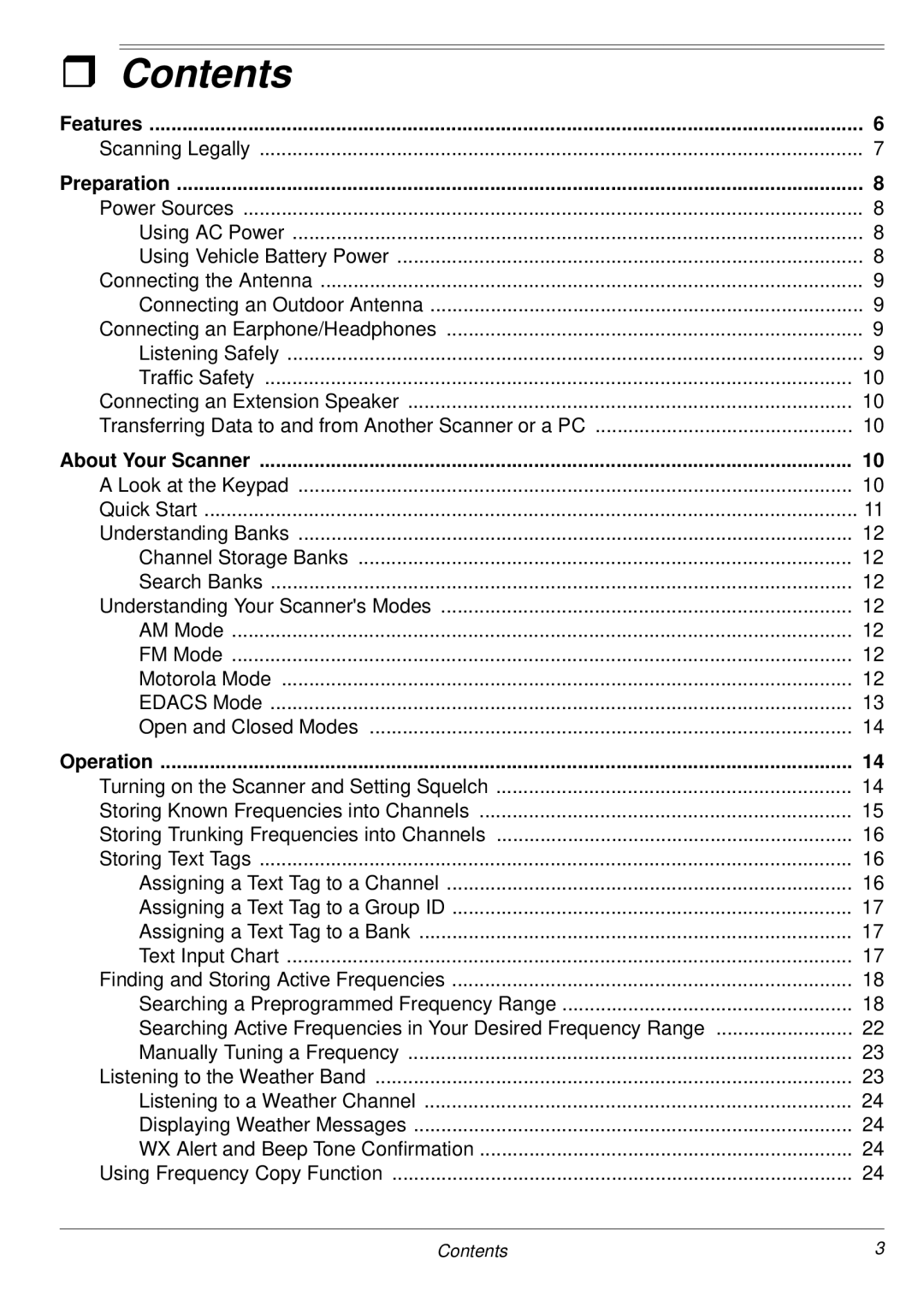 Radio Shack PRO-2053 owner manual Contents 