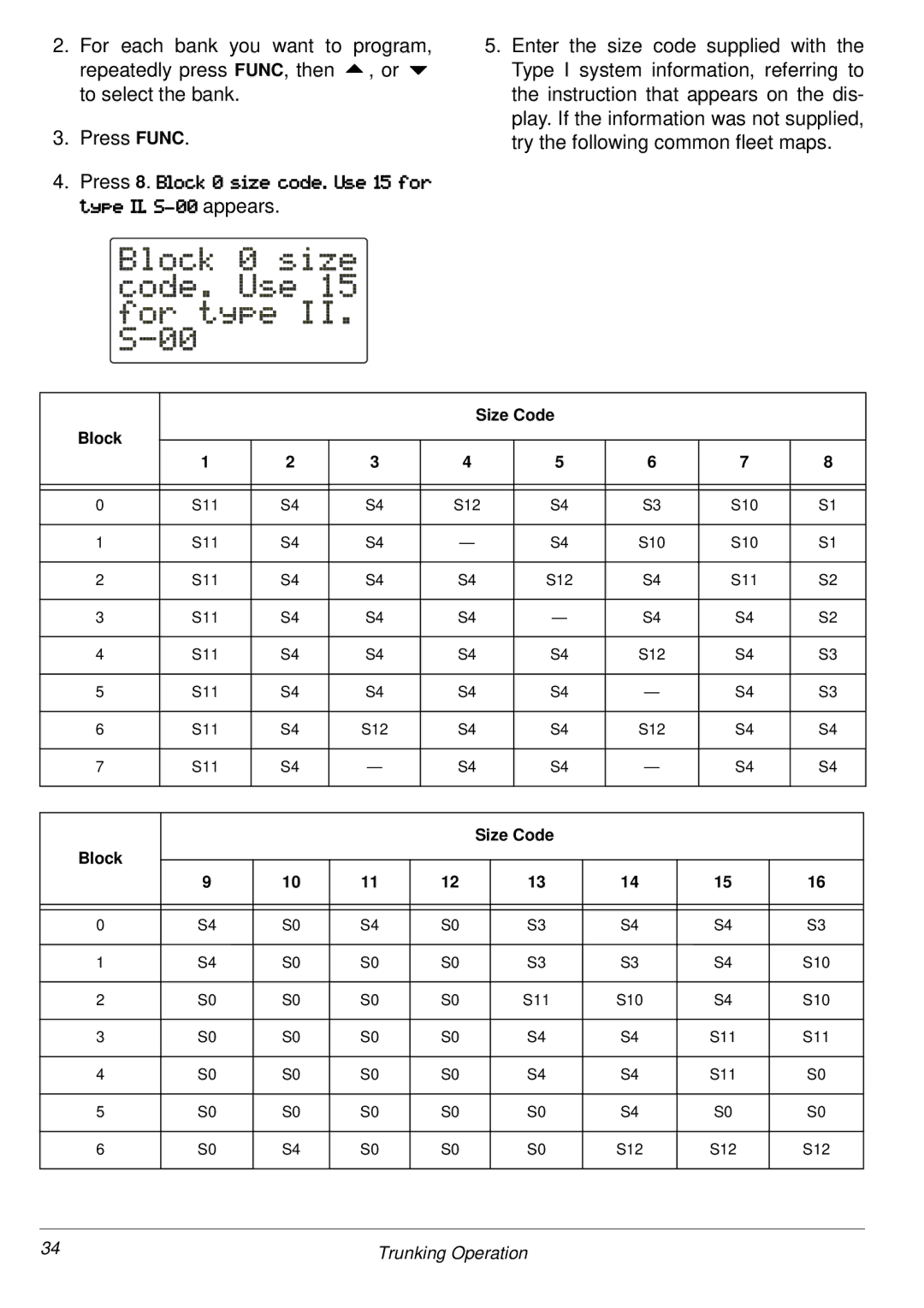 Radio Shack PRO-2053 owner manual Size Code 