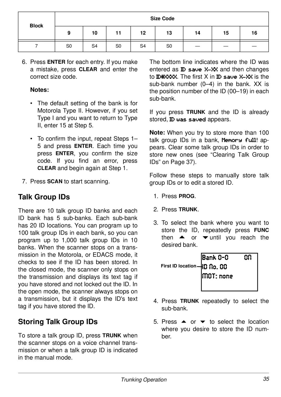 Radio Shack PRO-2053 owner manual Storing Talk Group IDs, 8Wdaý&#, ?ýDe$ý CEJ0ýded 