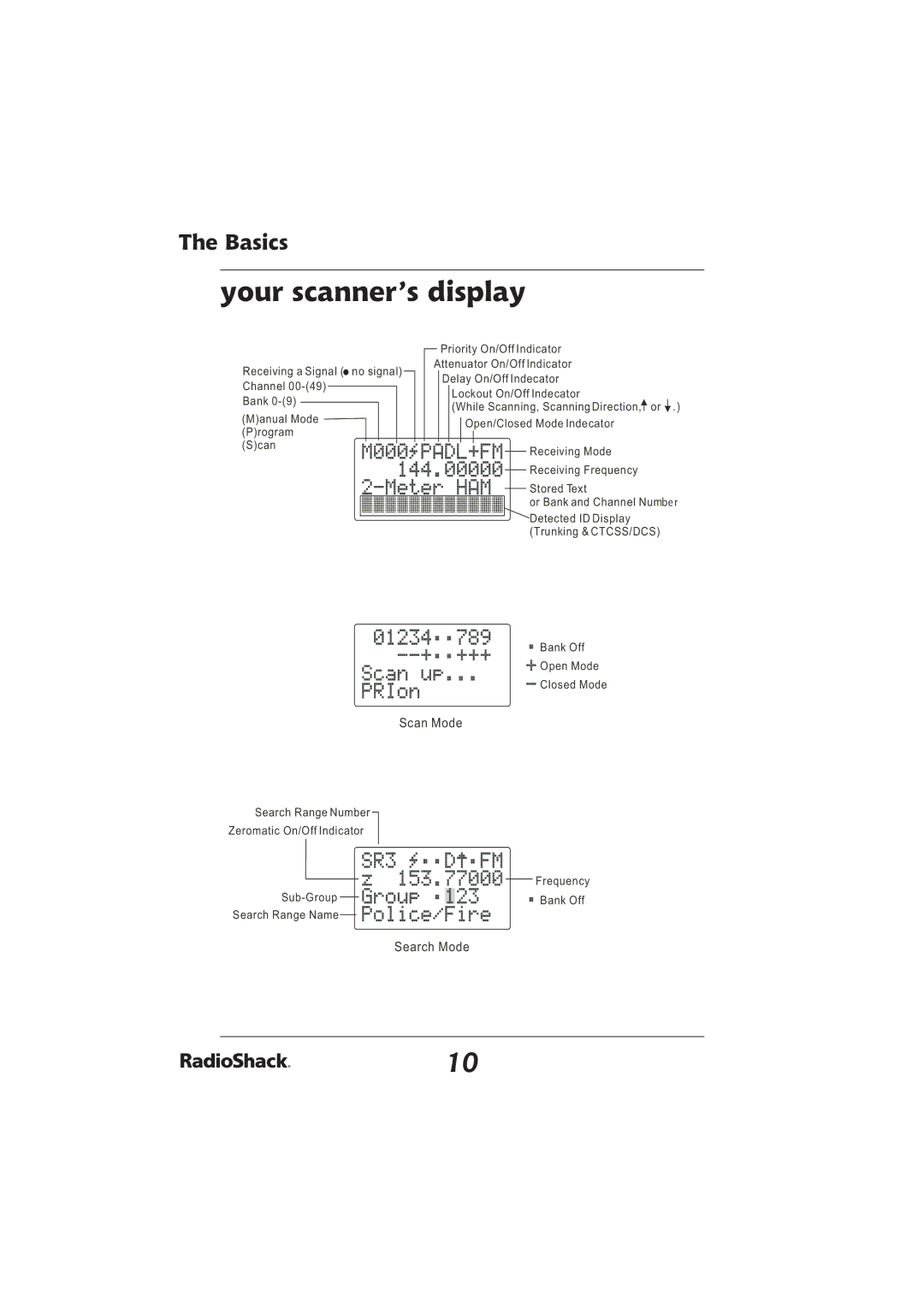 Radio Shack PRO-2096 manual Your scanner’s display 