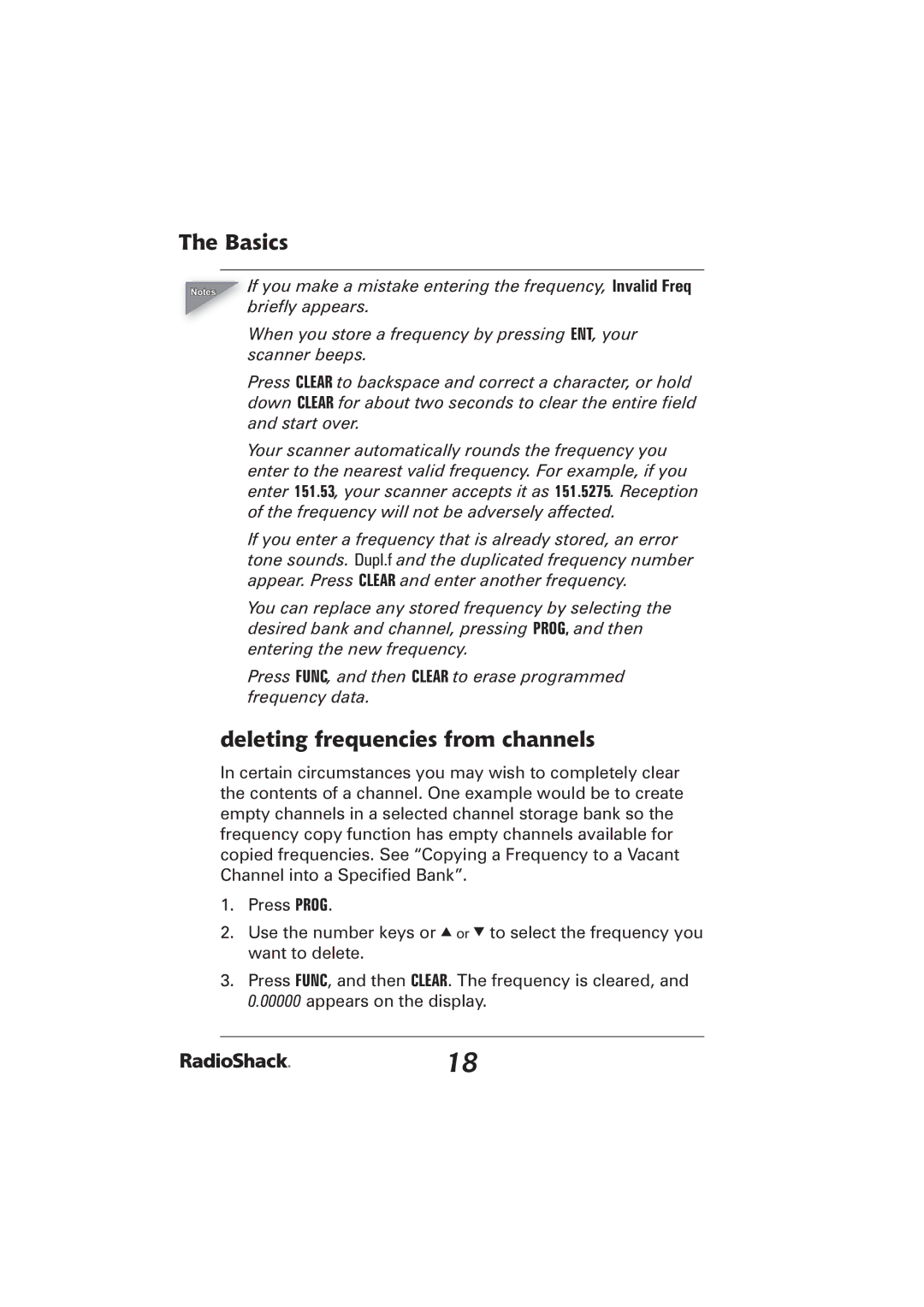 Radio Shack PRO-2096 manual Deleting frequencies from channels, Brieﬂy appears 