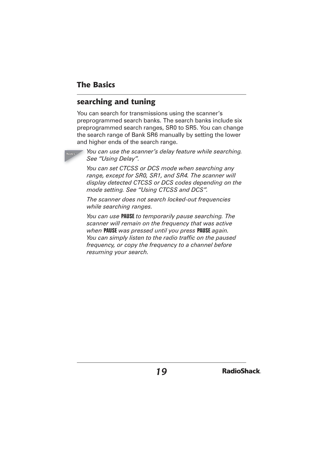 Radio Shack PRO-2096 manual Basics Searching and tuning 