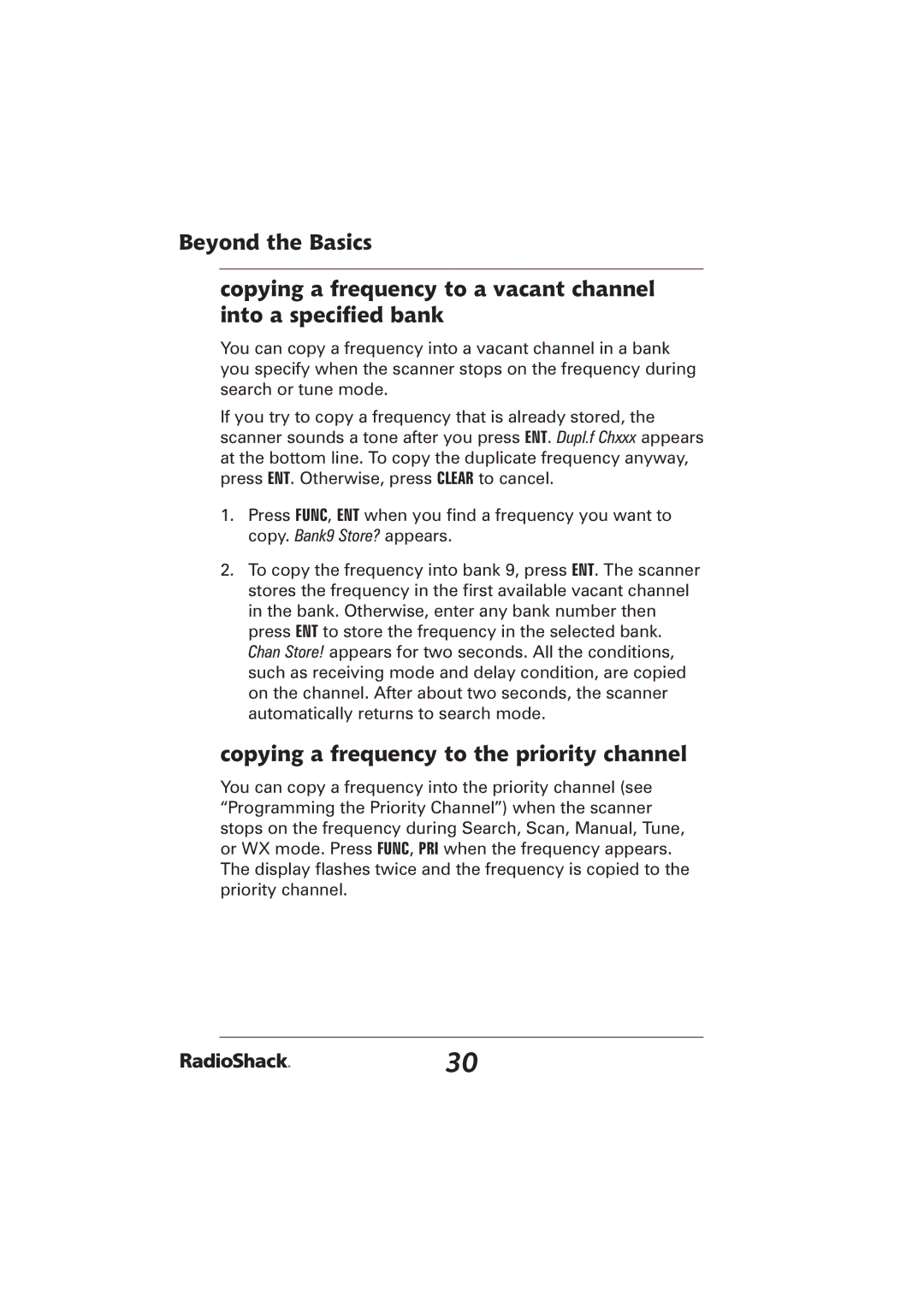 Radio Shack PRO-2096 manual Copying a frequency to the priority channel 