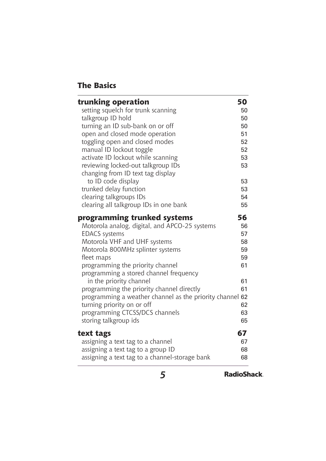 Radio Shack PRO-2096 manual Basics Trunking operation, Programming trunked systems, Text tags 