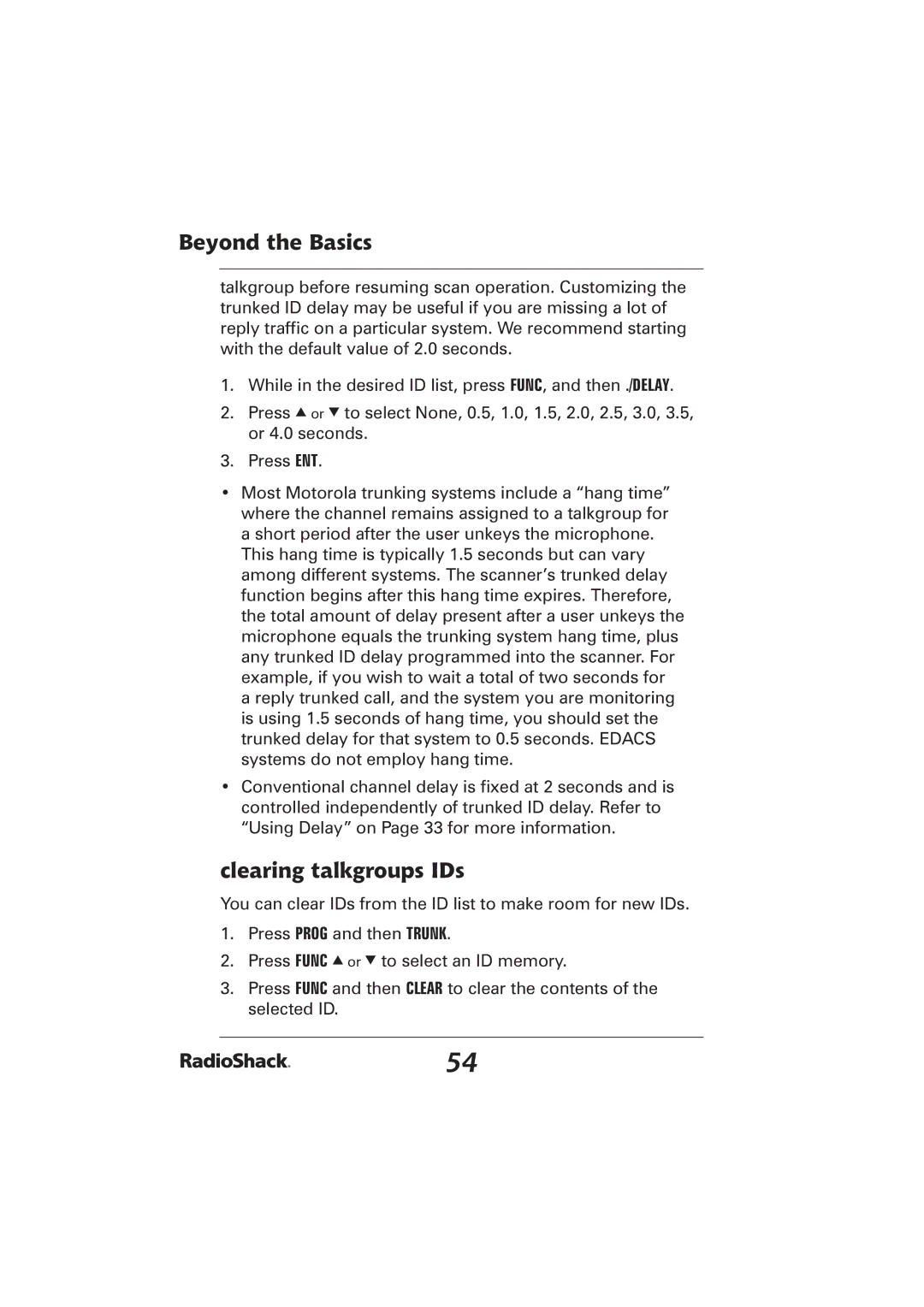 Radio Shack PRO-2096 manual Clearing talkgroups IDs 