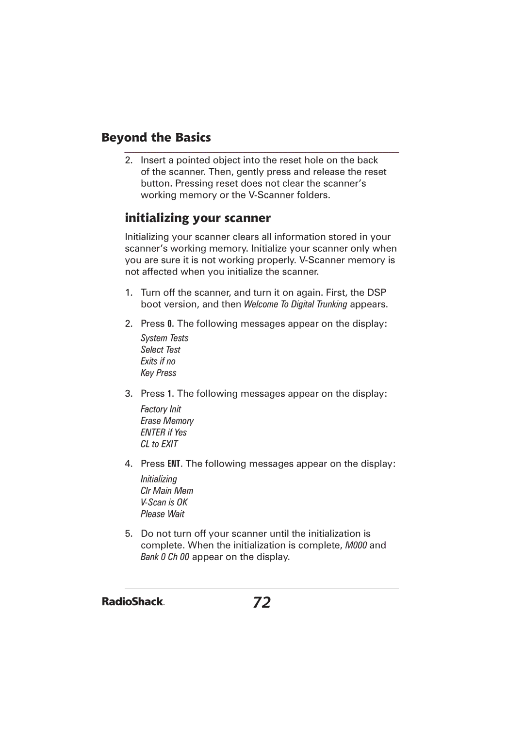 Radio Shack PRO-2096 manual Initializing your scanner 