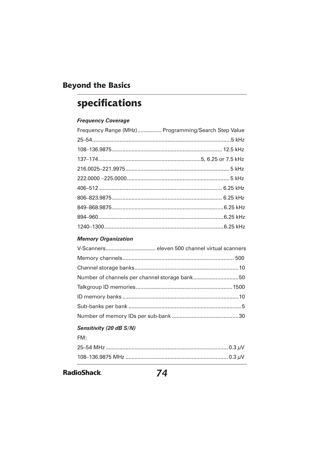 Radio Shack PRO-2096 manual Speciﬁcations, Frequency Coverage 