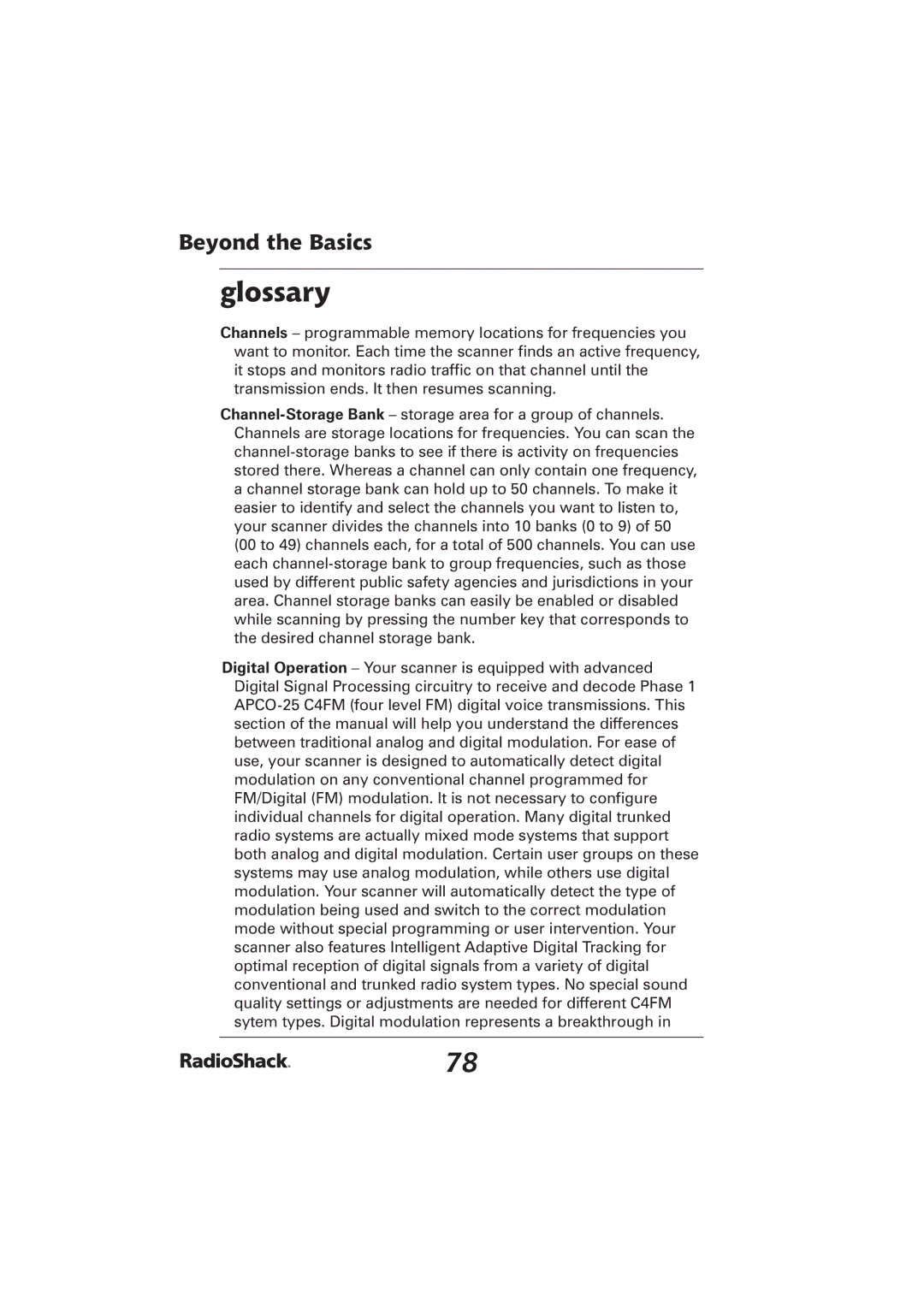 Radio Shack PRO-2096 manual Glossary 