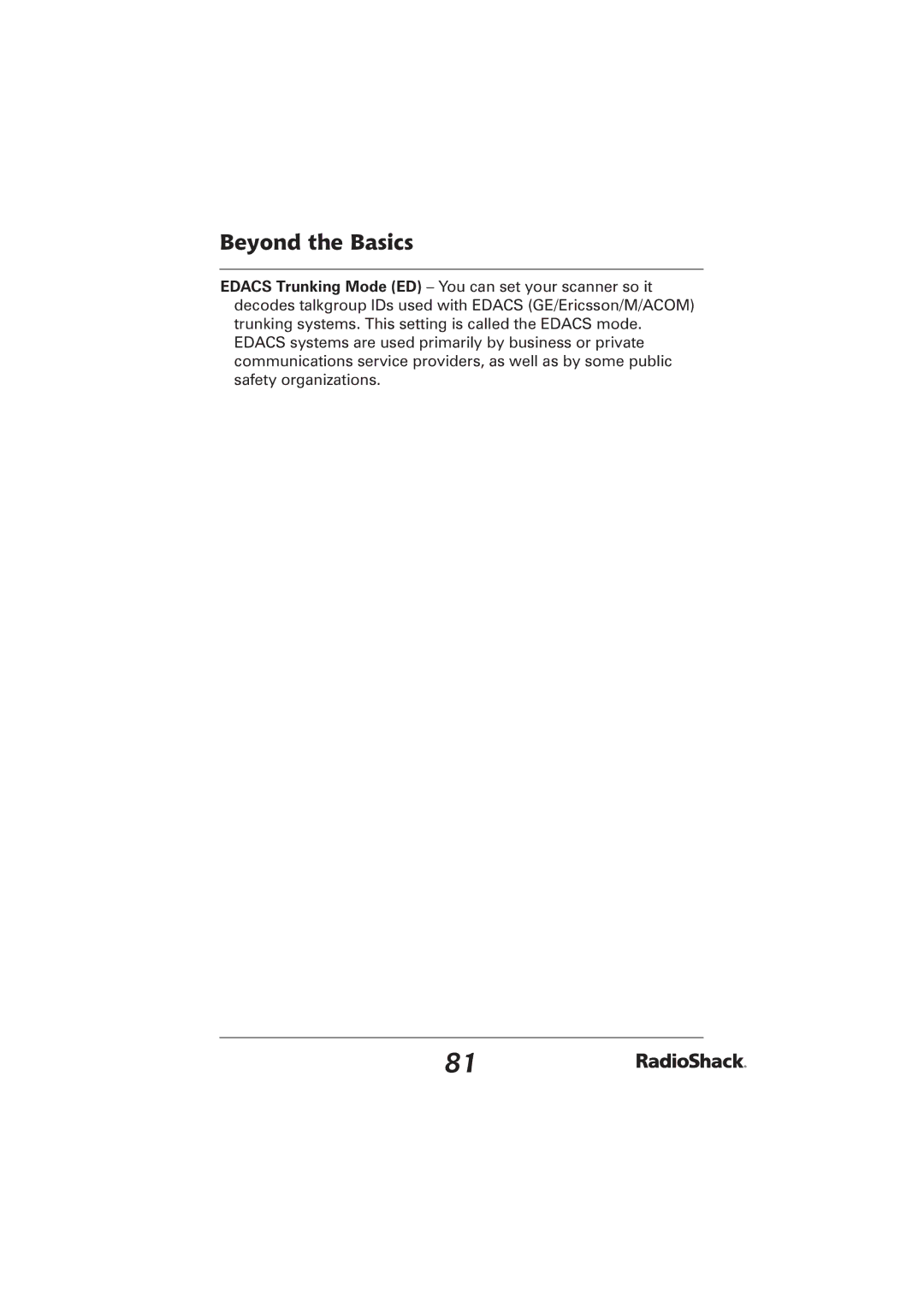 Radio Shack PRO-2096 manual Beyond the Basics 