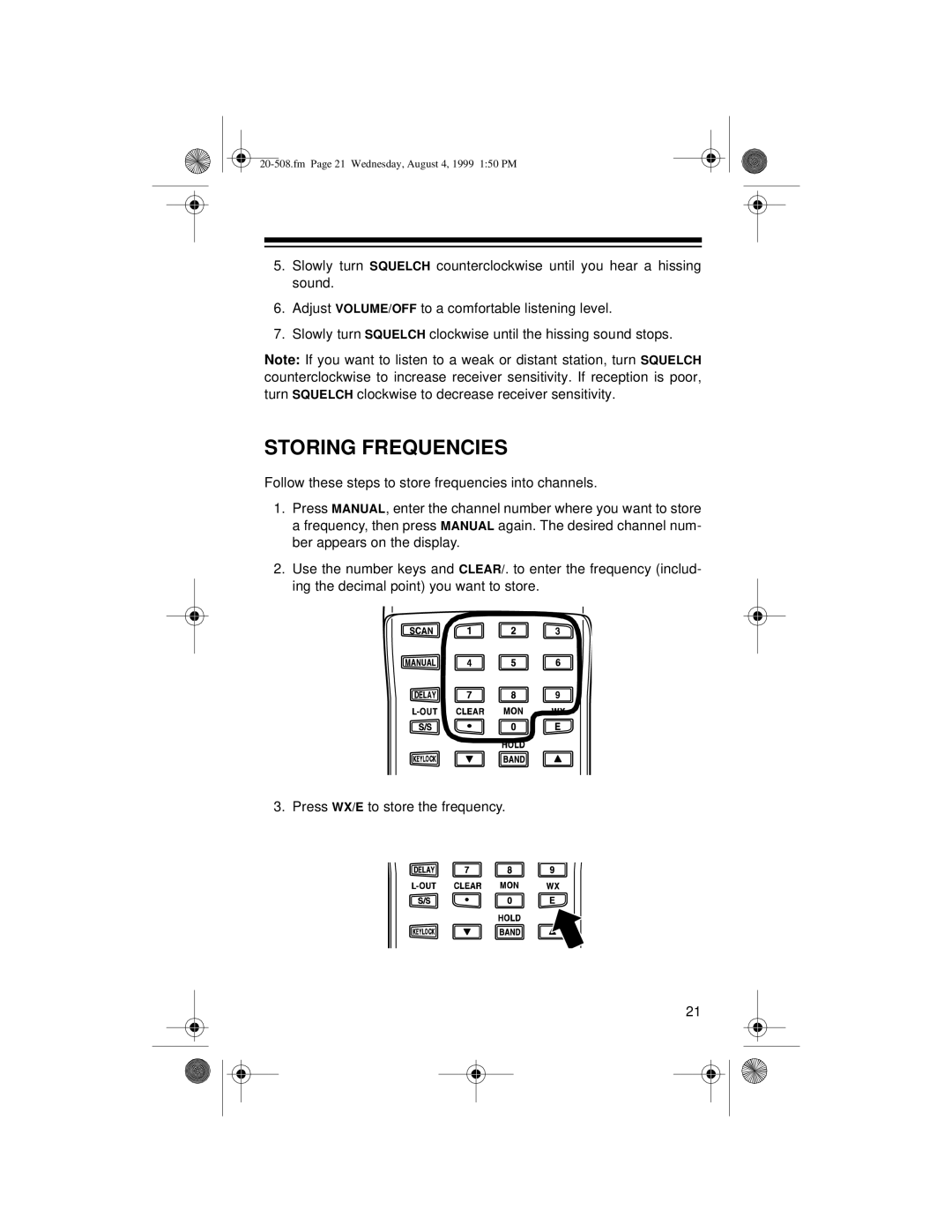 Radio Shack PRO-28 owner manual Storing Frequencies 