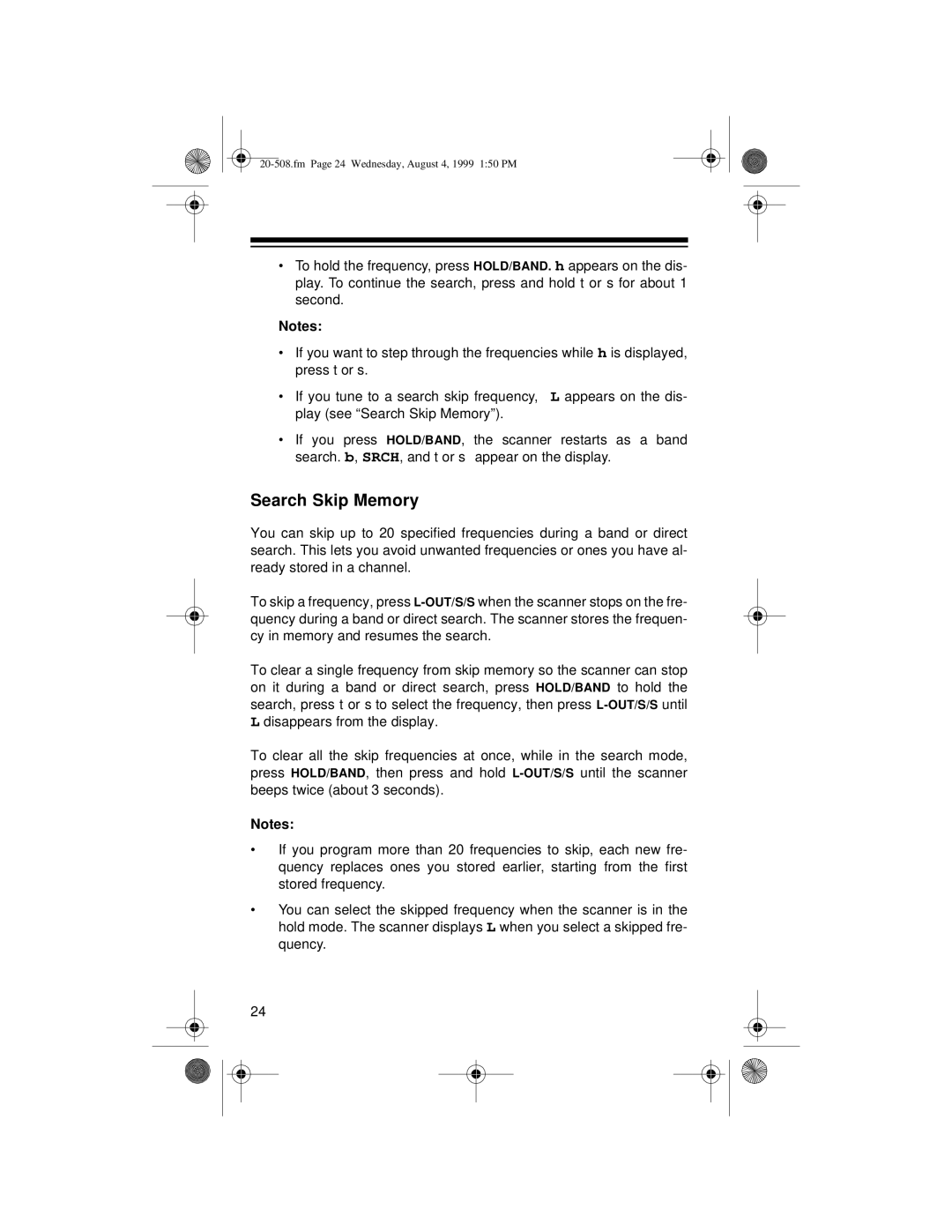 Radio Shack PRO-28 owner manual Search Skip Memory 