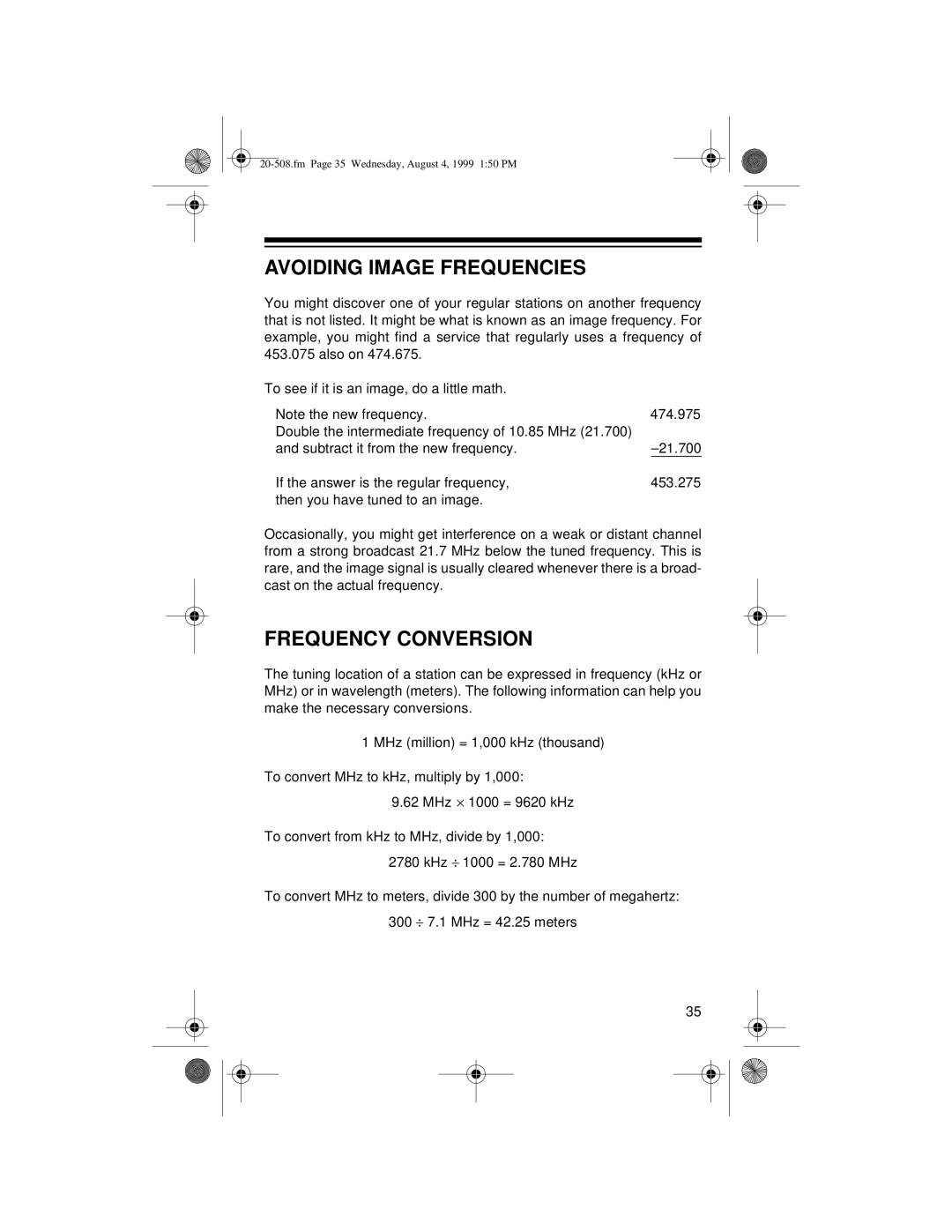 Radio Shack PRO-28 owner manual Avoiding Image Frequencies, Frequency Conversion 