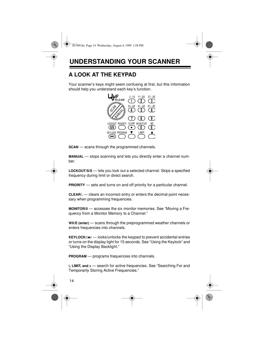 Radio Shack PRO-29 owner manual Understanding Your Scanner, Look AT the Keypad 