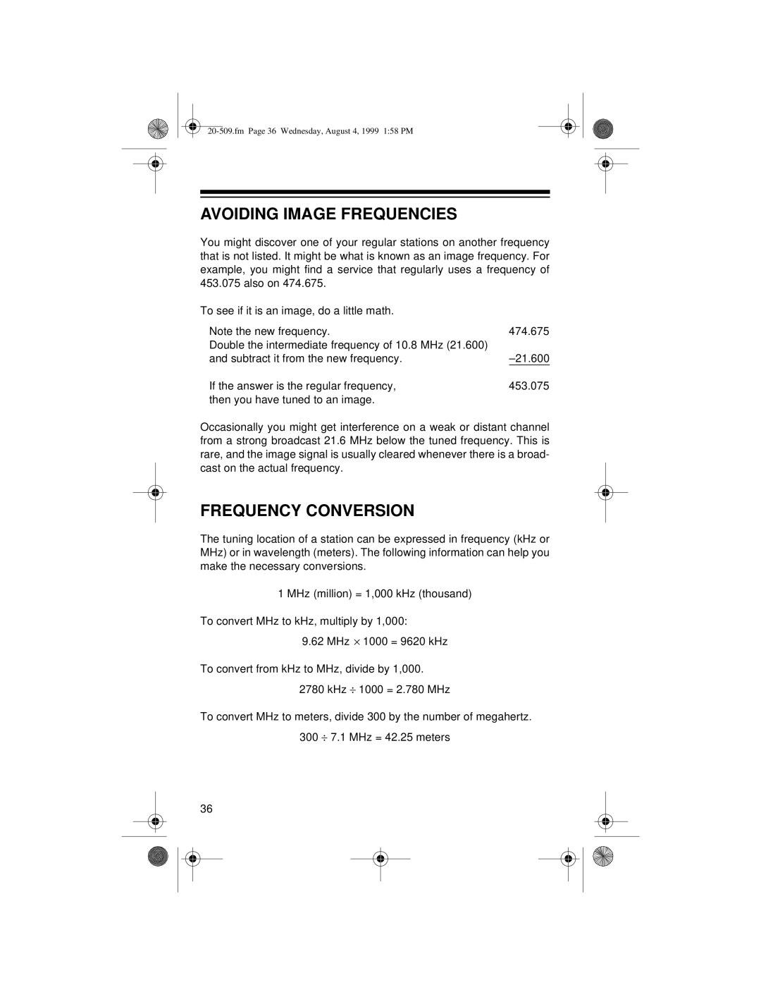 Radio Shack PRO-29 owner manual Avoiding Image Frequencies, Frequency Conversion 