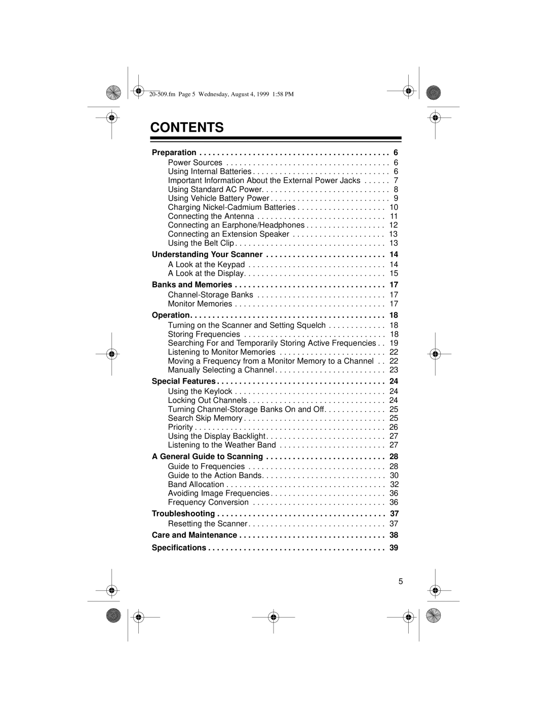 Radio Shack PRO-29 owner manual Contents 