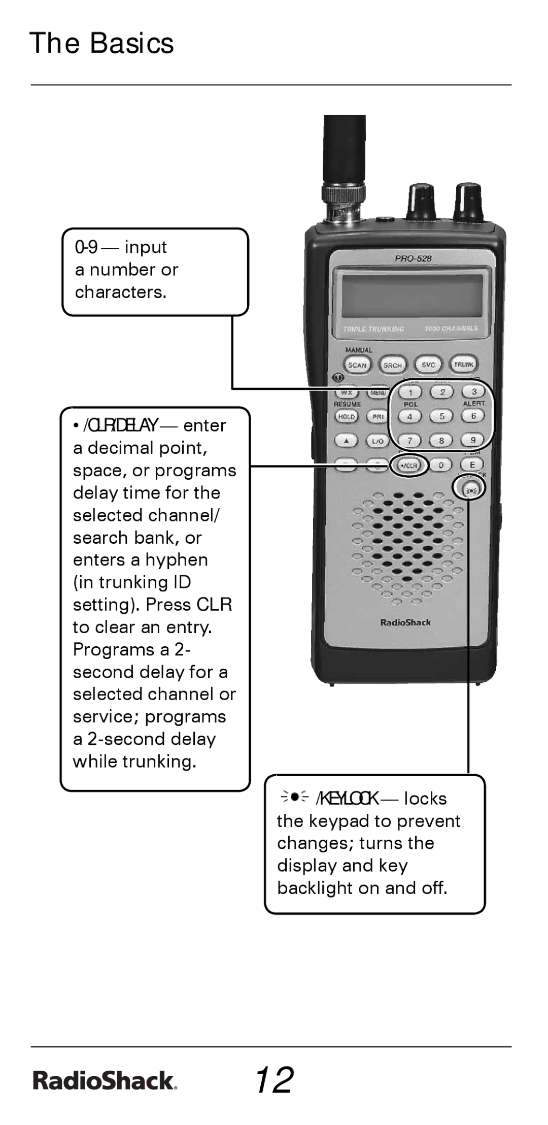 Radio Shack PRO-528 manual Input a number or characters 